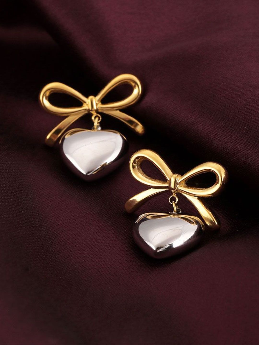 PALMONAS 18k Gold-Plated Contemporary Stainless Steel Drop Earrings-picture-46