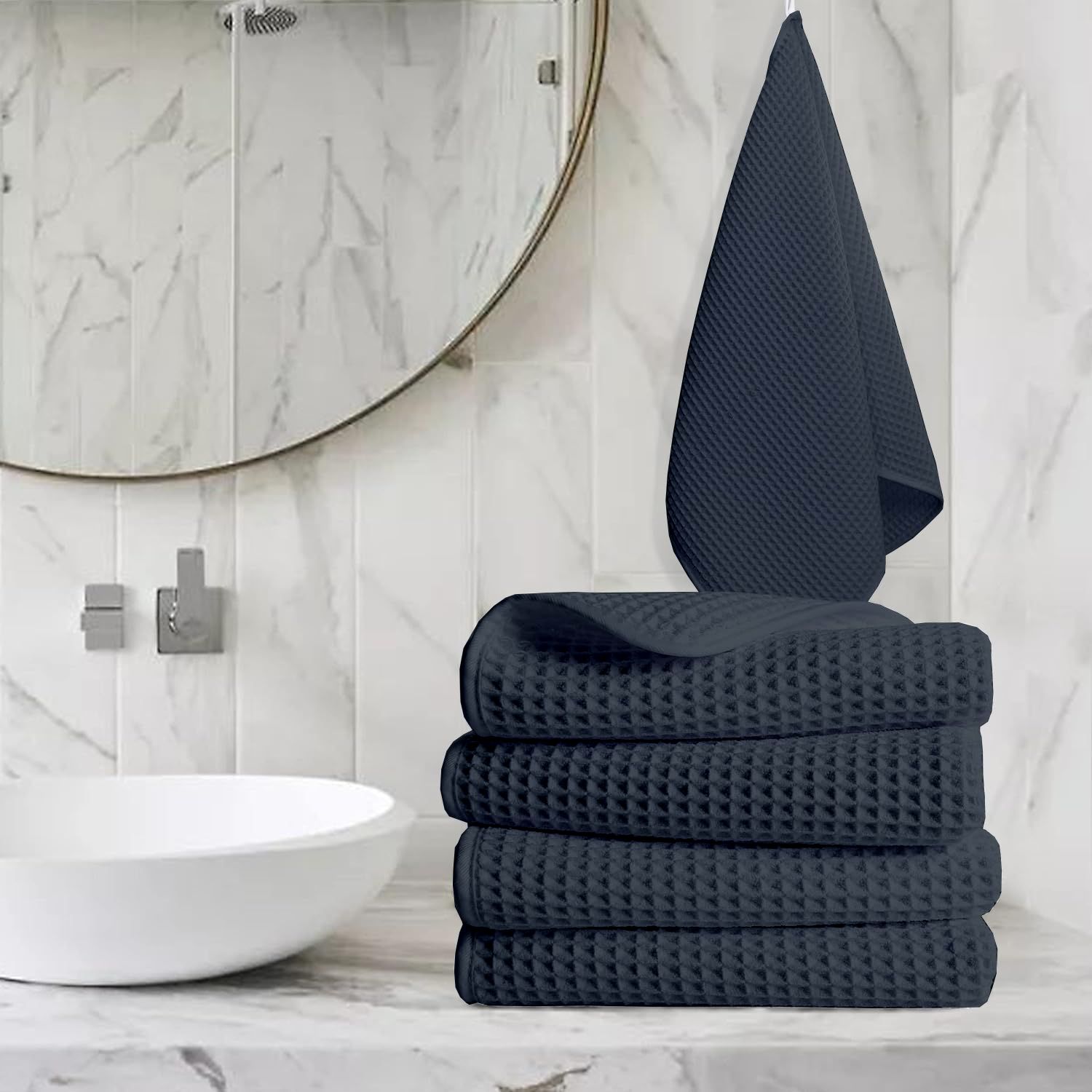 Enchant Home 4-Pcs Grey Pure Cotton Hand Towel-picture-30