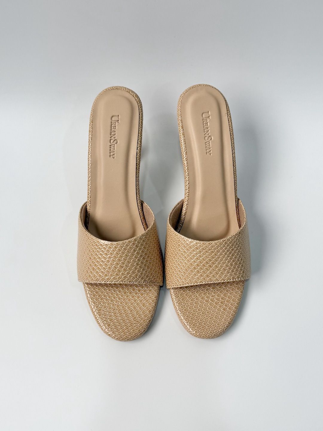 UrbanSway Sand Textured Kitten Heel Sandals-picture-19