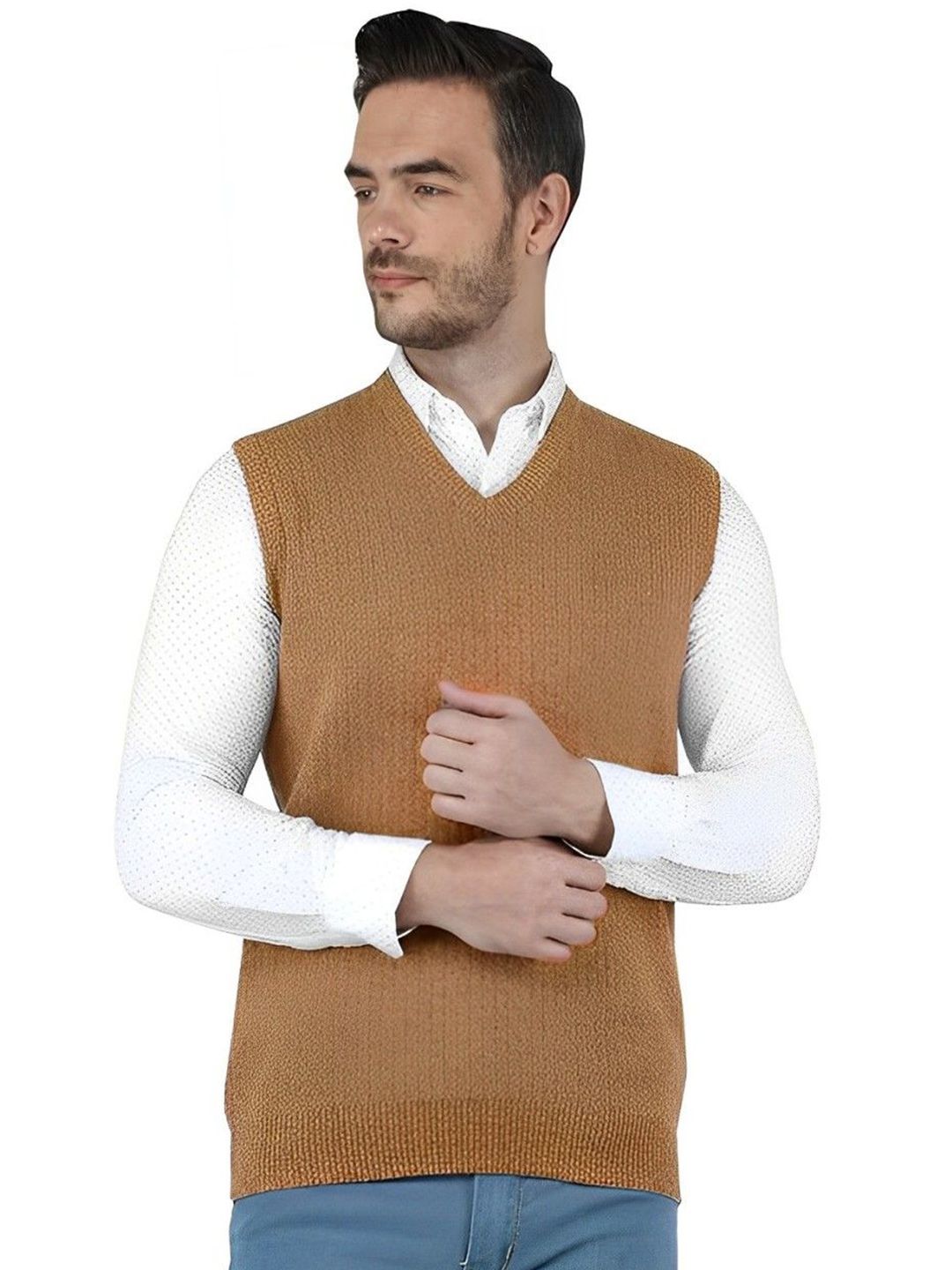 BAESD Men Cable Knit Woollen Sweater Vest-image-47