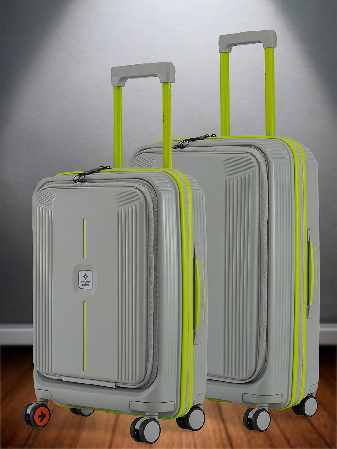Nasher Miles Alexandria Polypropylene Set of 2 S/M Grey Green Trolley Bags (55-65 cm)-picture-19