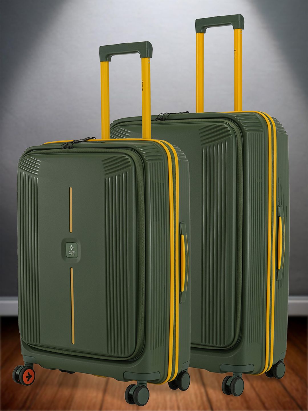 Nasher Miles Alexandria Polypropylene Set of 2 M/L Green Yellow Trolley Bags (65-75 cm)-picture-12