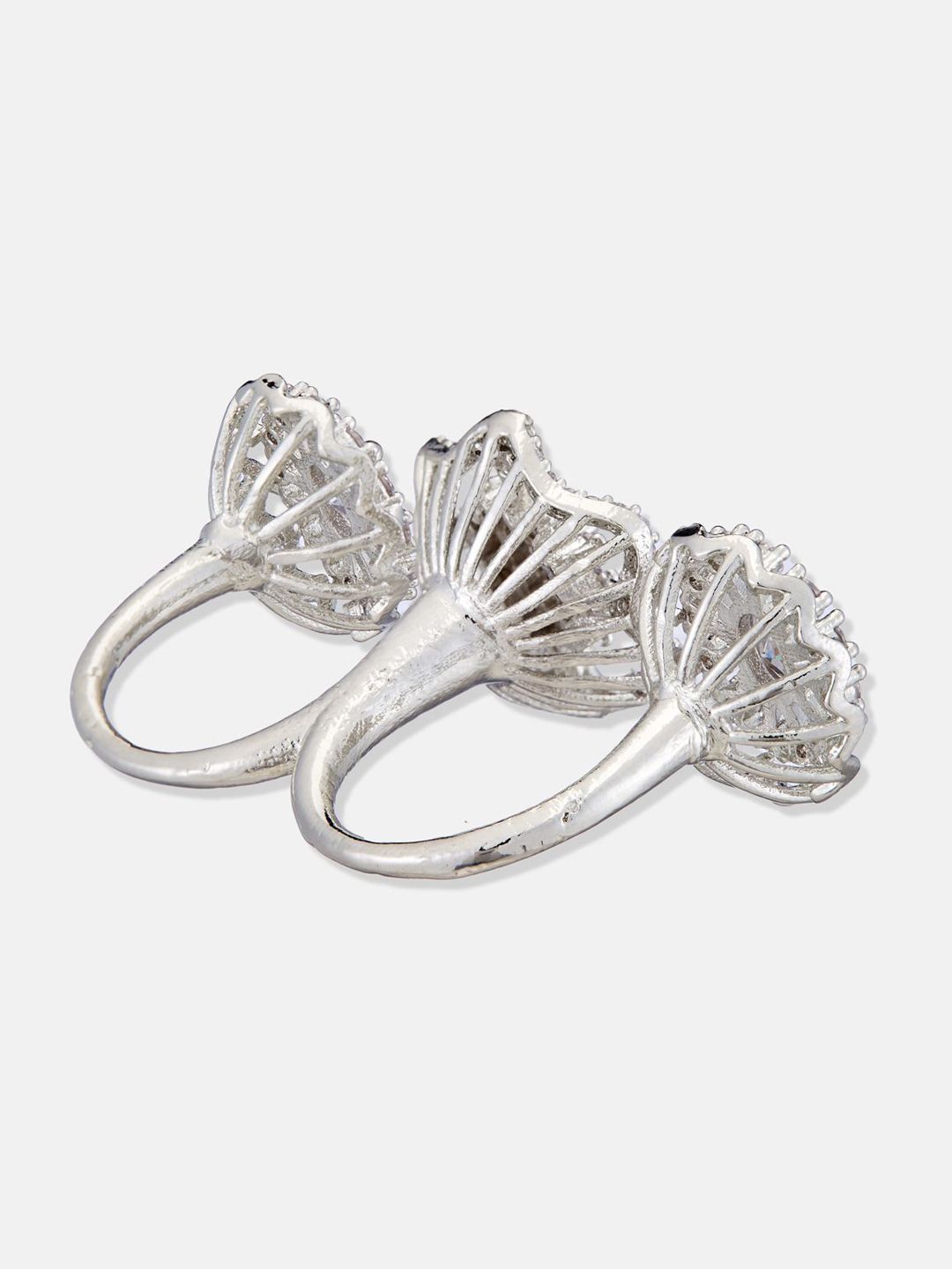 ATIBELLE Silver Plated Cubic Zirconia Stone Studded Finger Ring