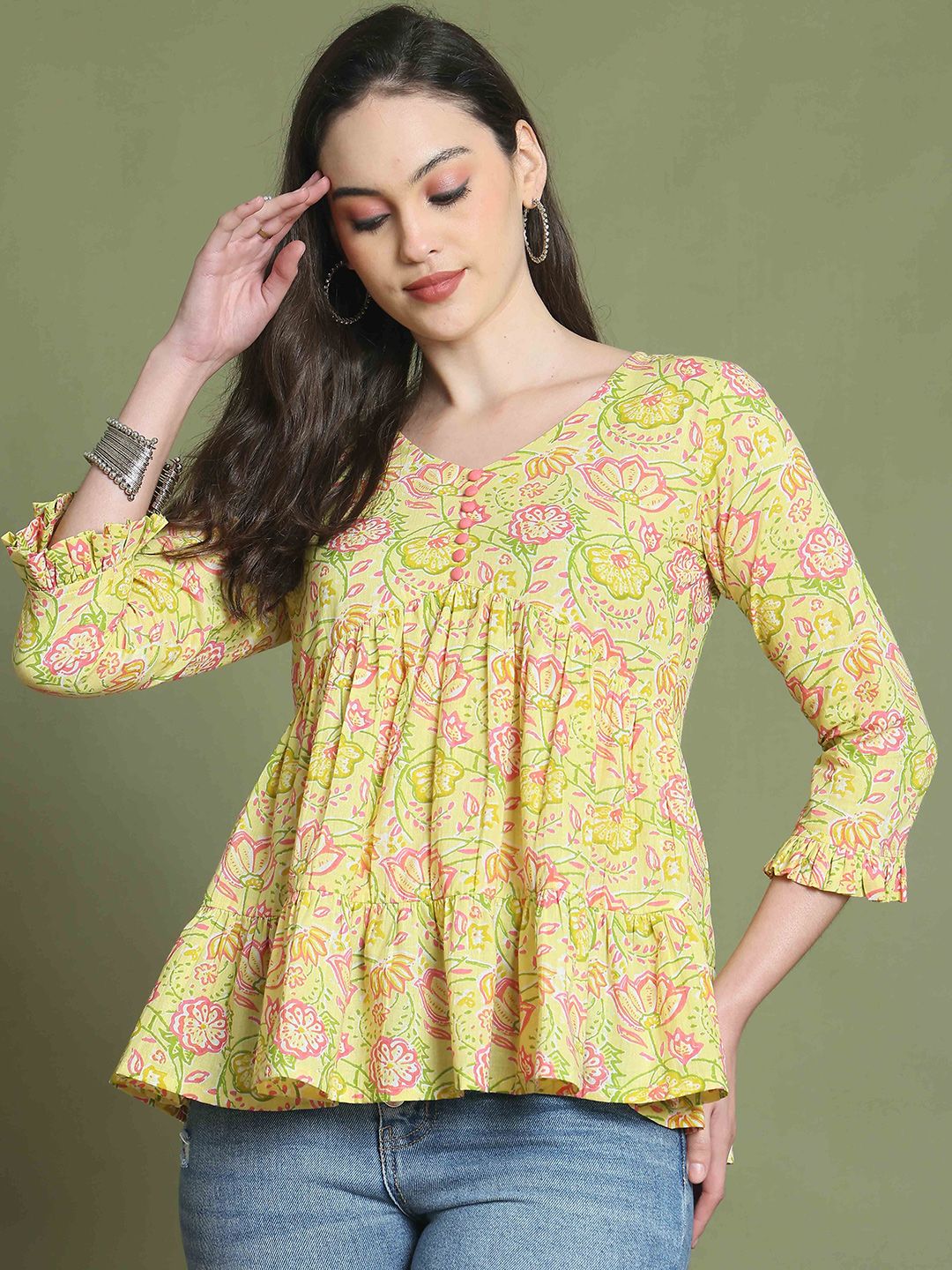 Rajnandini Women Floral Printed Cotton Peplum Top-picture-40