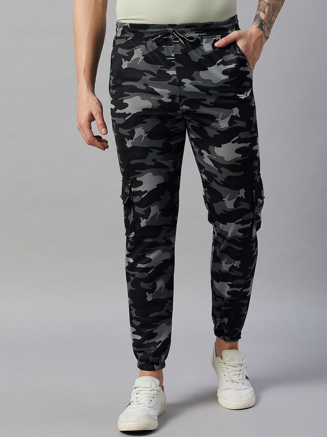 CHROME & CORAL Men Camouflage Printed Joggers Trousers-picture-34