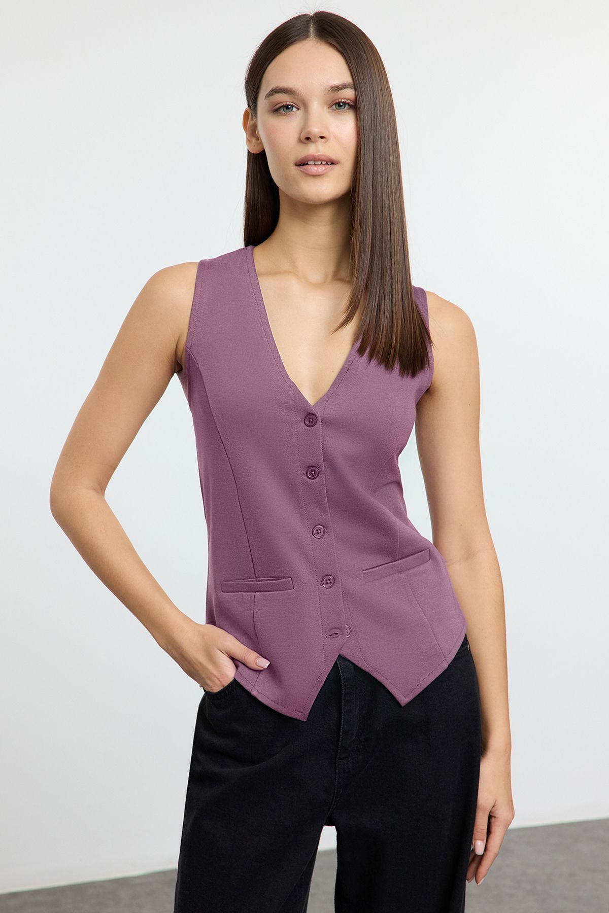 Trendyol V-Neck Woven Waistcoat-image-45