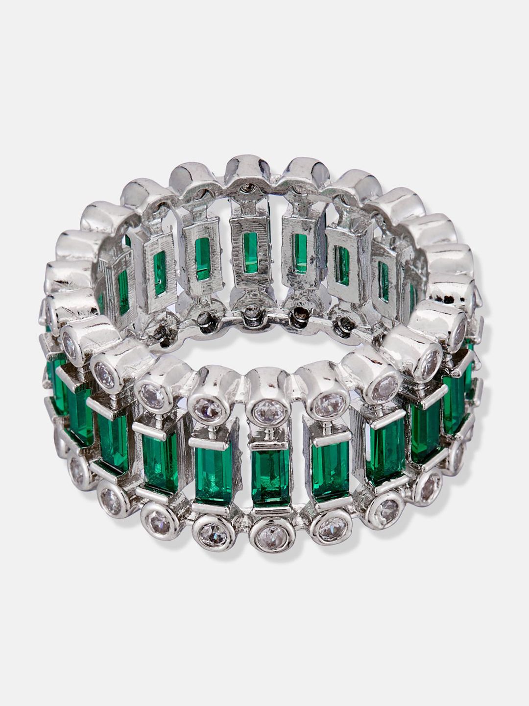 ATIBELLE Silver Plated Cubic Zirconia Stones Studded Finger Ring