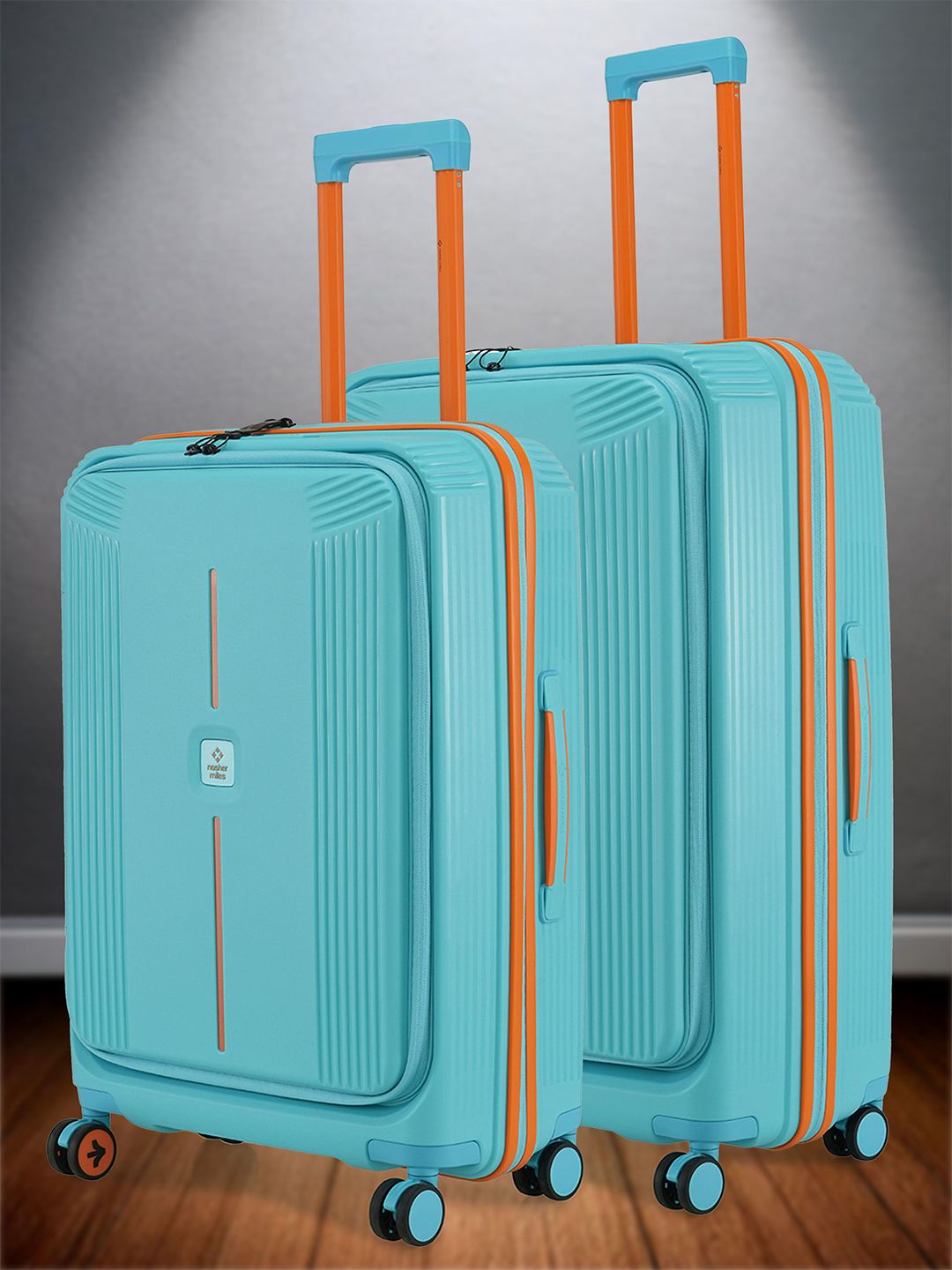 Nasher Miles Alexandria Polypropylene Set of 2 M/L Teal Peach Trolley Bags (65-75 cm)-picture-14