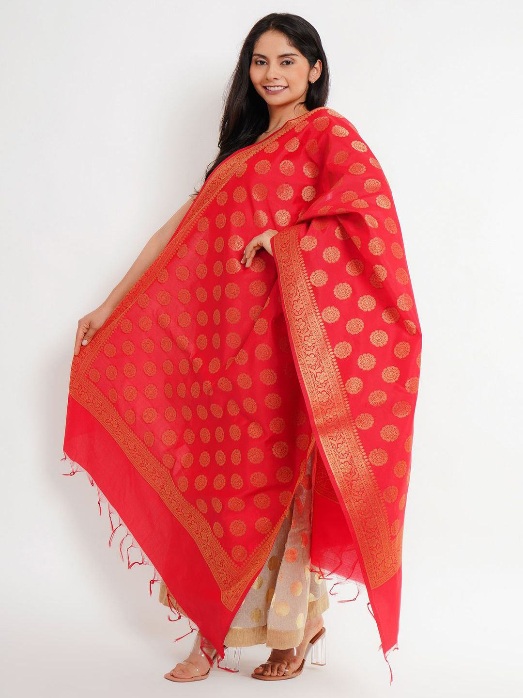 Karthav Fashion Floral Woven Design Banarasi Silk Dupatta With Zari-picture-39