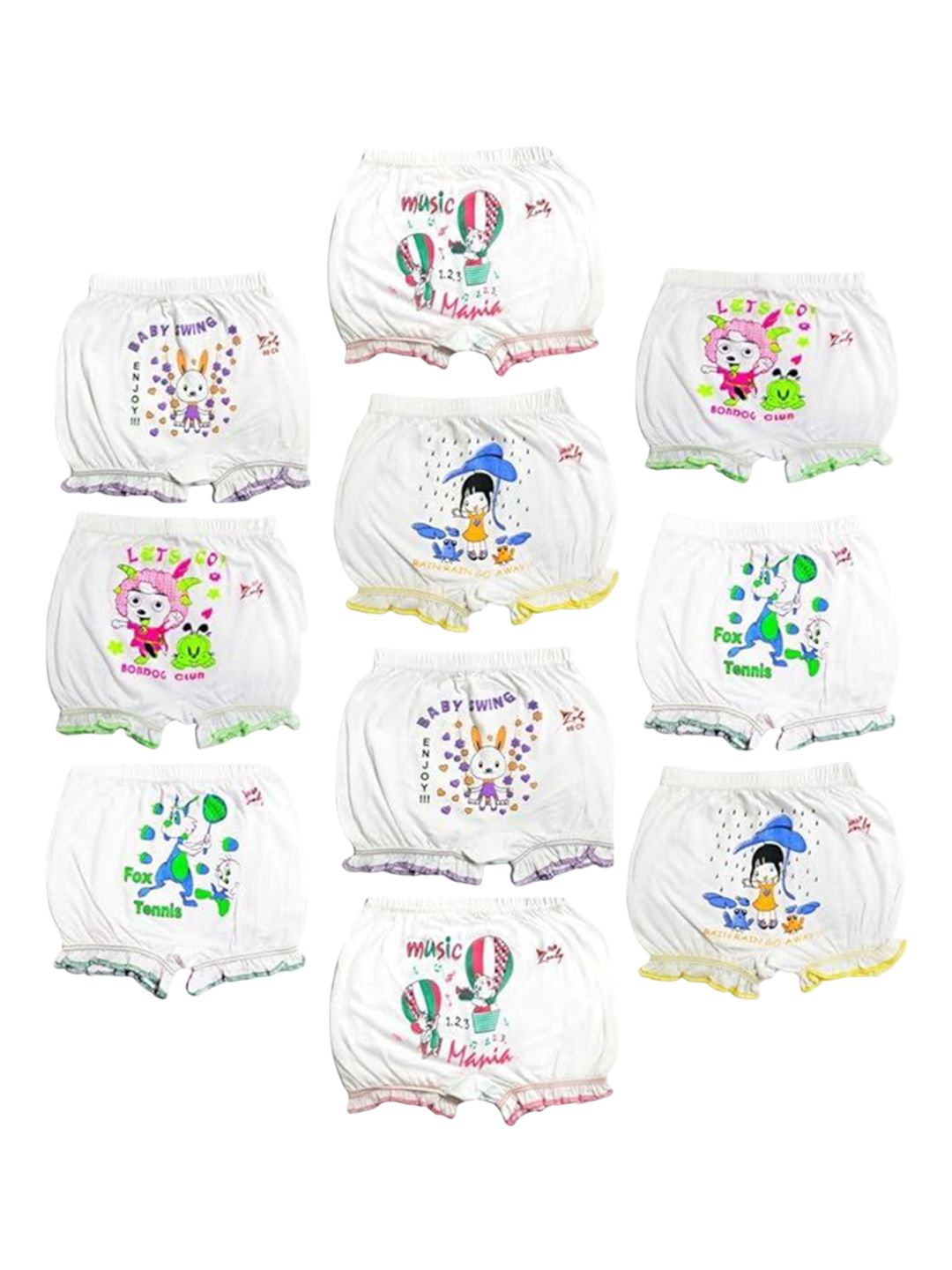 HAP Pack Of 10 Printed High Rise Basic Briefs Kids Bloomer_WPP_Pk10-picture-31