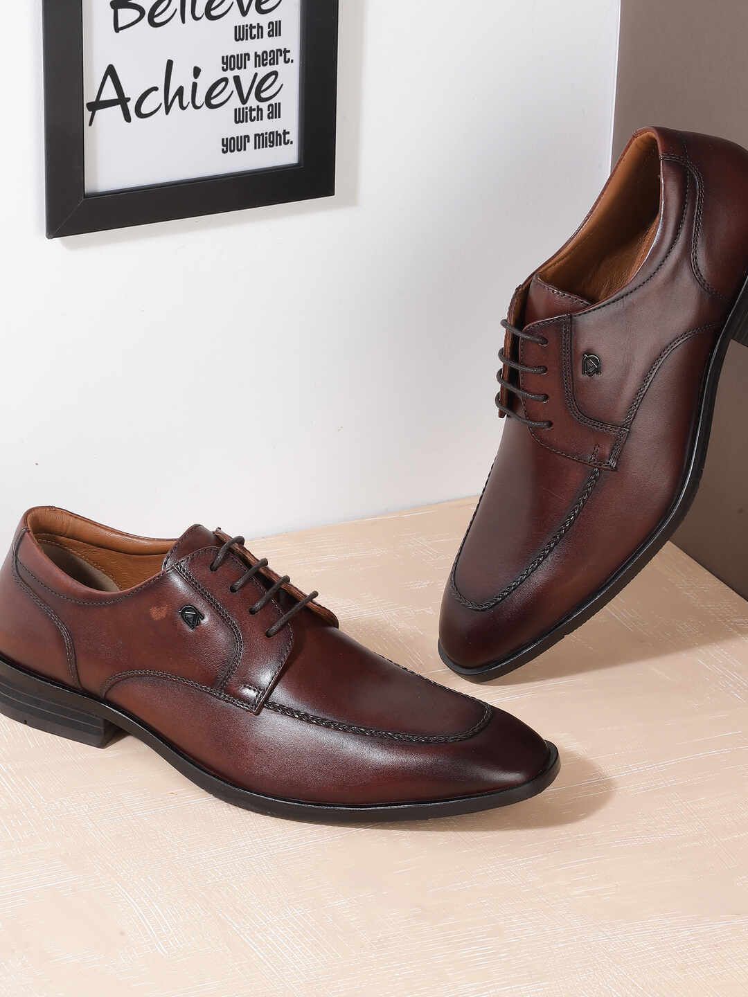 DAVINCHI Men Leather Lace-Ups Formal Derbys Shoes
