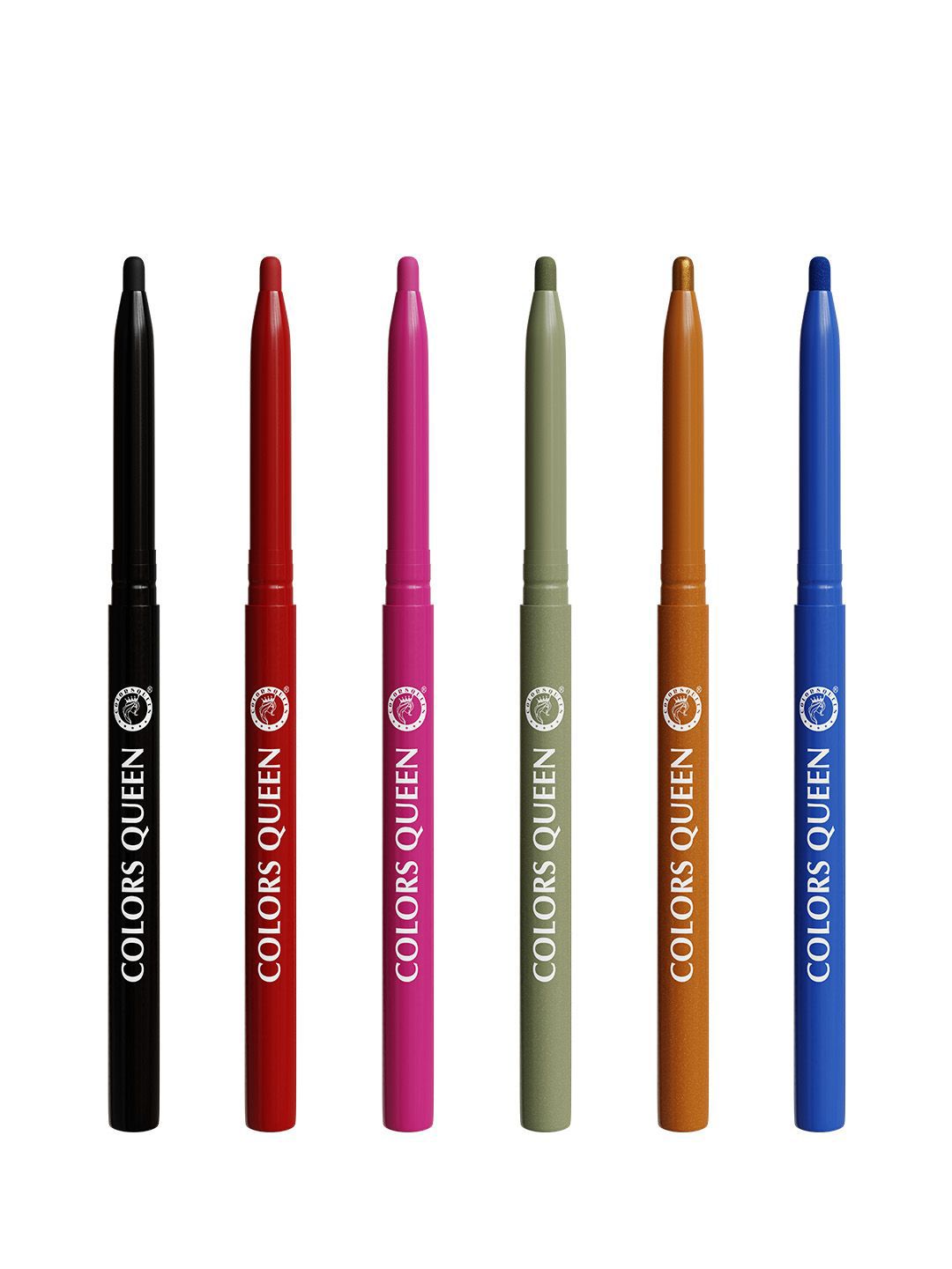 Colors Queen Set Of 6 Extreme Color Long-Lasting Kajal - 2.4 gm - Shade- 01-02-06-07-11-12