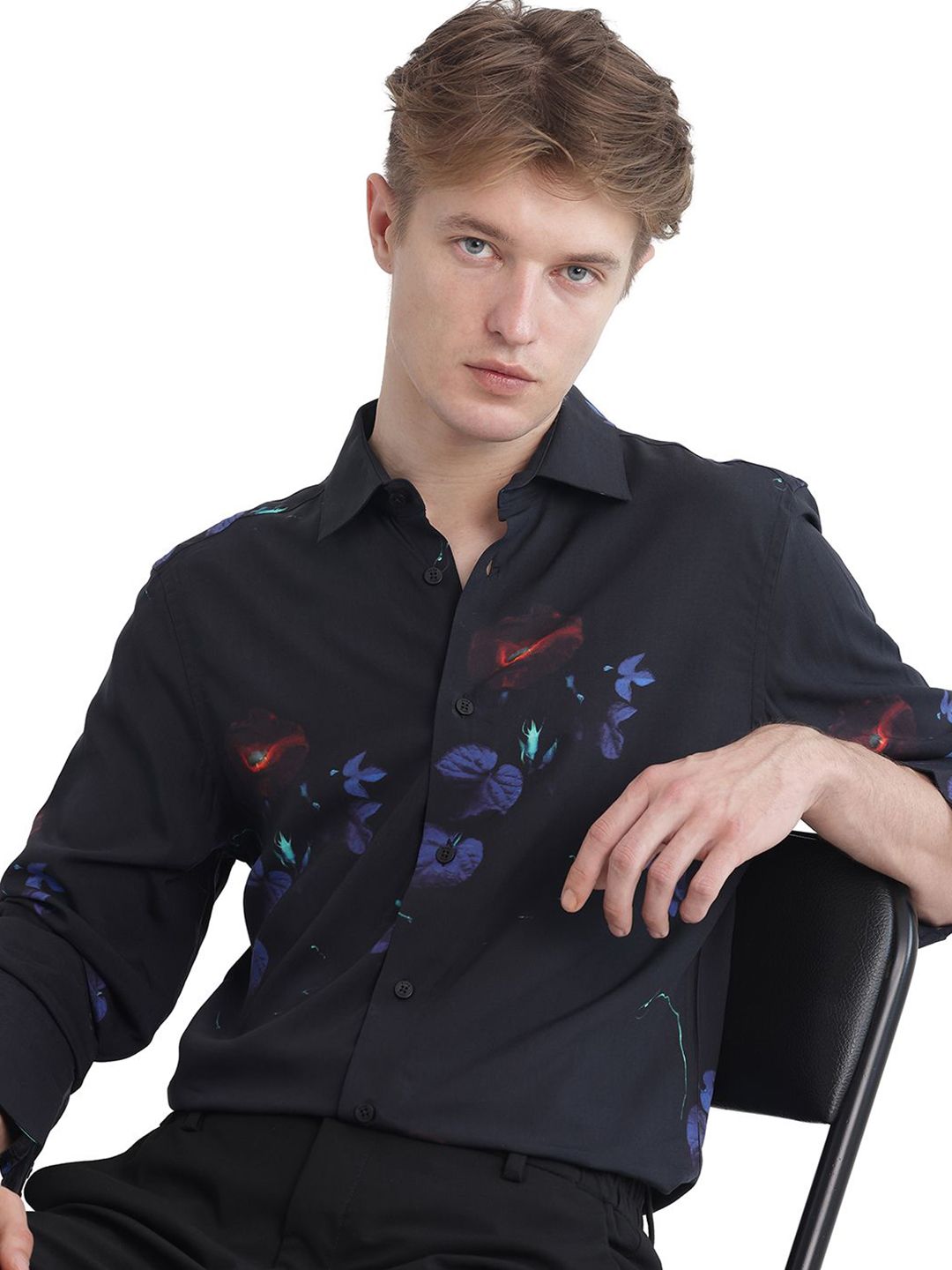 RARE RABBIT Men Comfort FitSpread Collar Abstract Printed Casual Shirt-picture-33