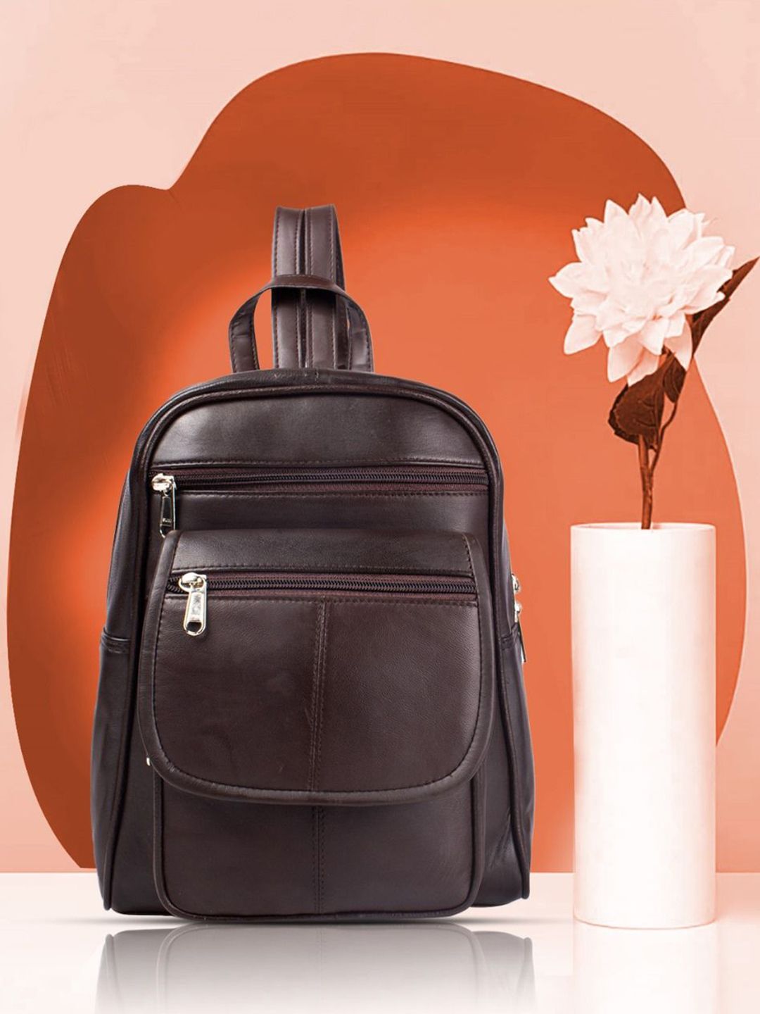 CIMONI Unisex Solid Leather Backpack-image-21