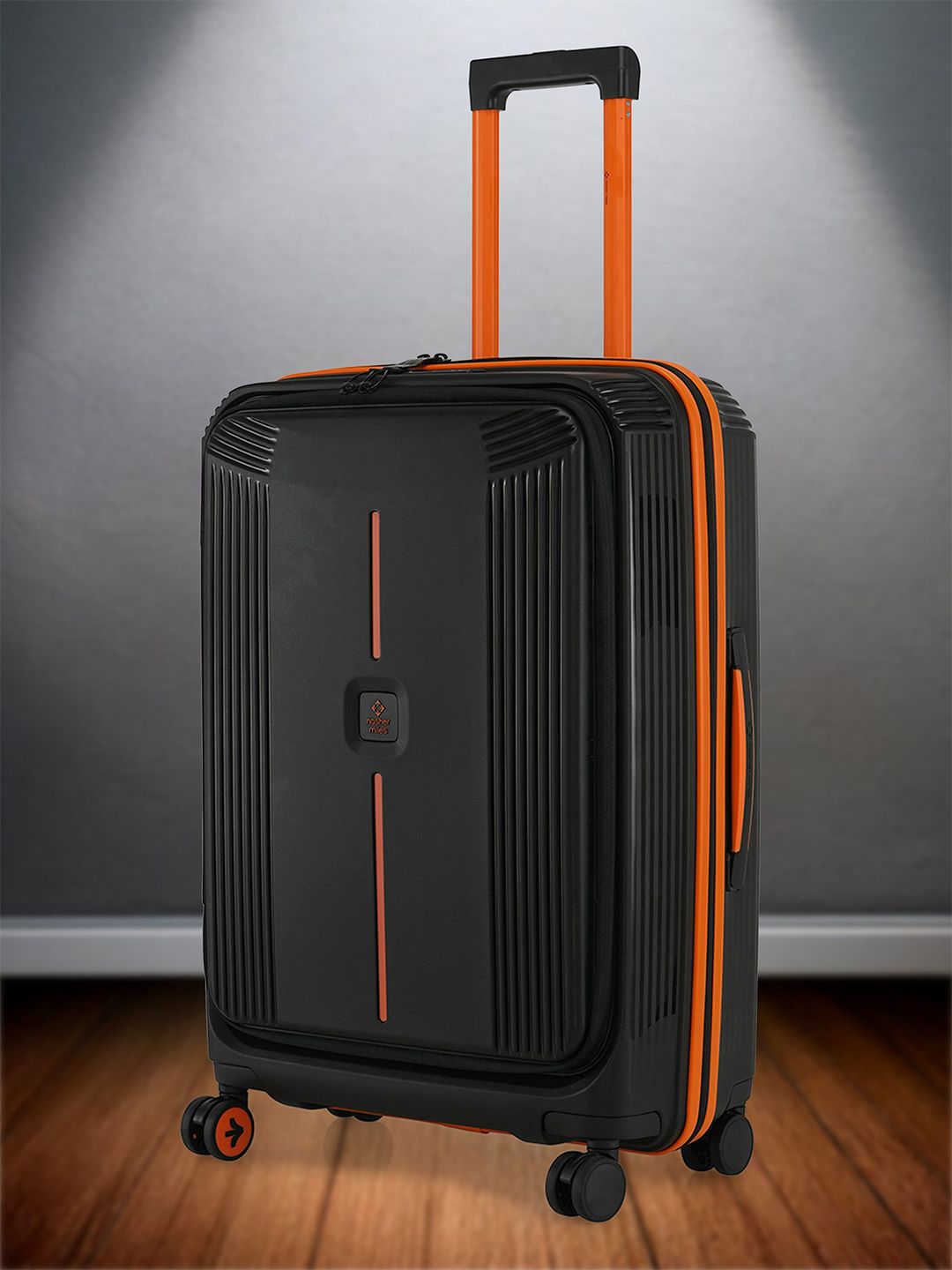 Nasher Miles Alexandria Polypropylene Medium Black Orange Trolley Bag - 24 Inch (65 cm)-picture-23