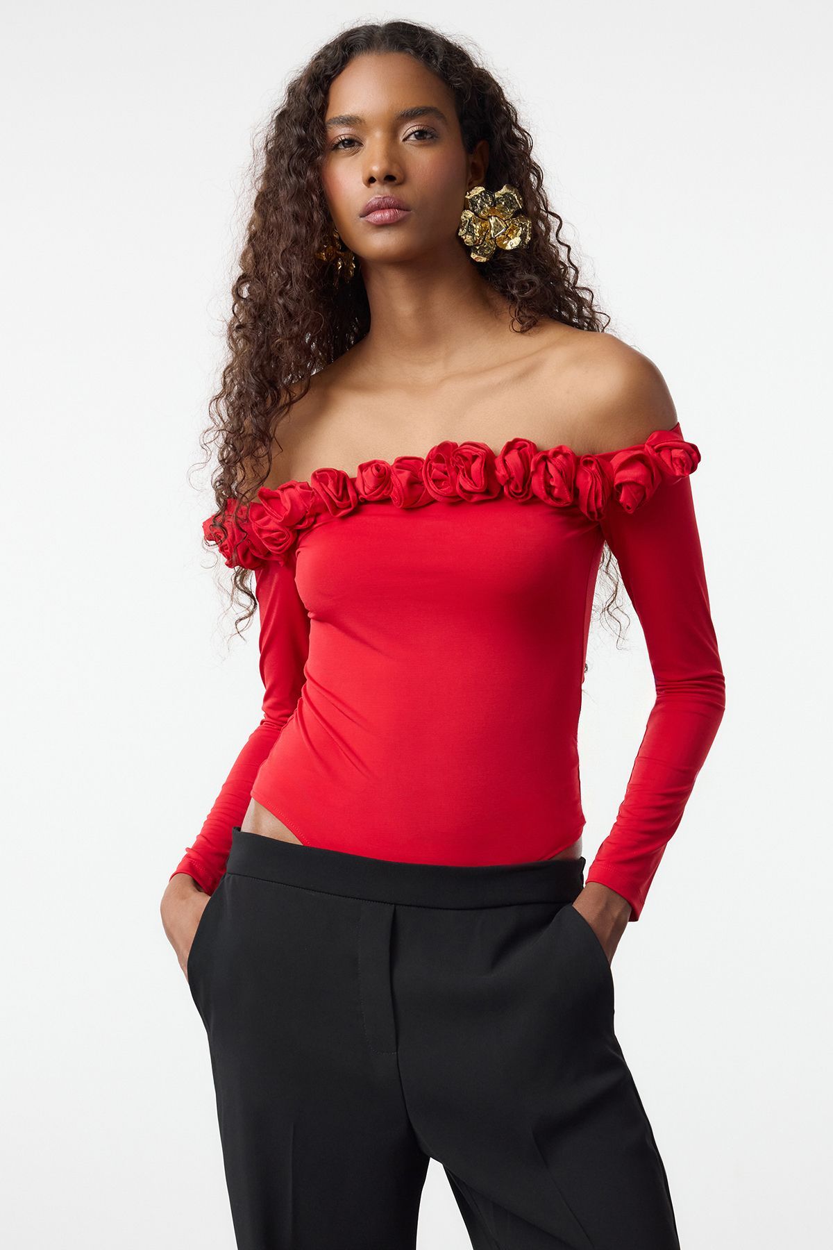 Trendyol Strapless Neck Long Sleeves Bodysuit-image-9