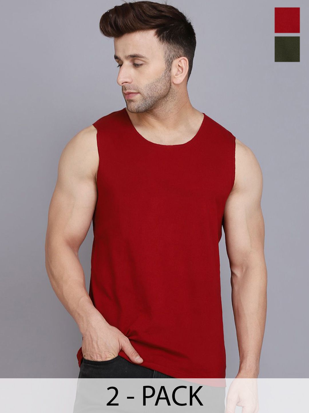 Woostro Pack Of 2 Cotton Gym Vest-picture-47