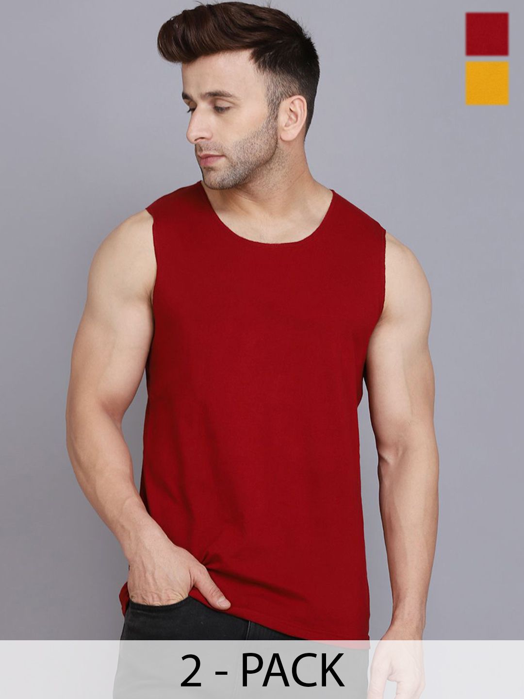 Woostro Pack Of 2 Cotton Gym Vest-picture-27