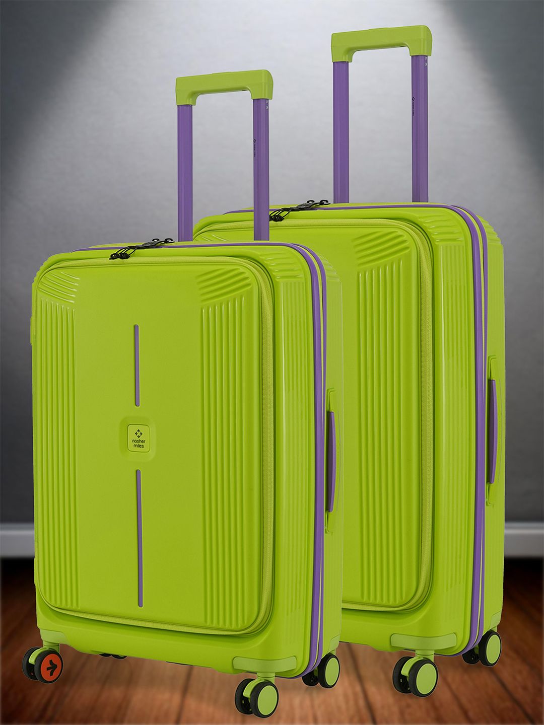 Nasher Miles Alexandria Polypropylene Set of 2 M/L Green Purple Trolley Bags (65-75 cm)-picture-13