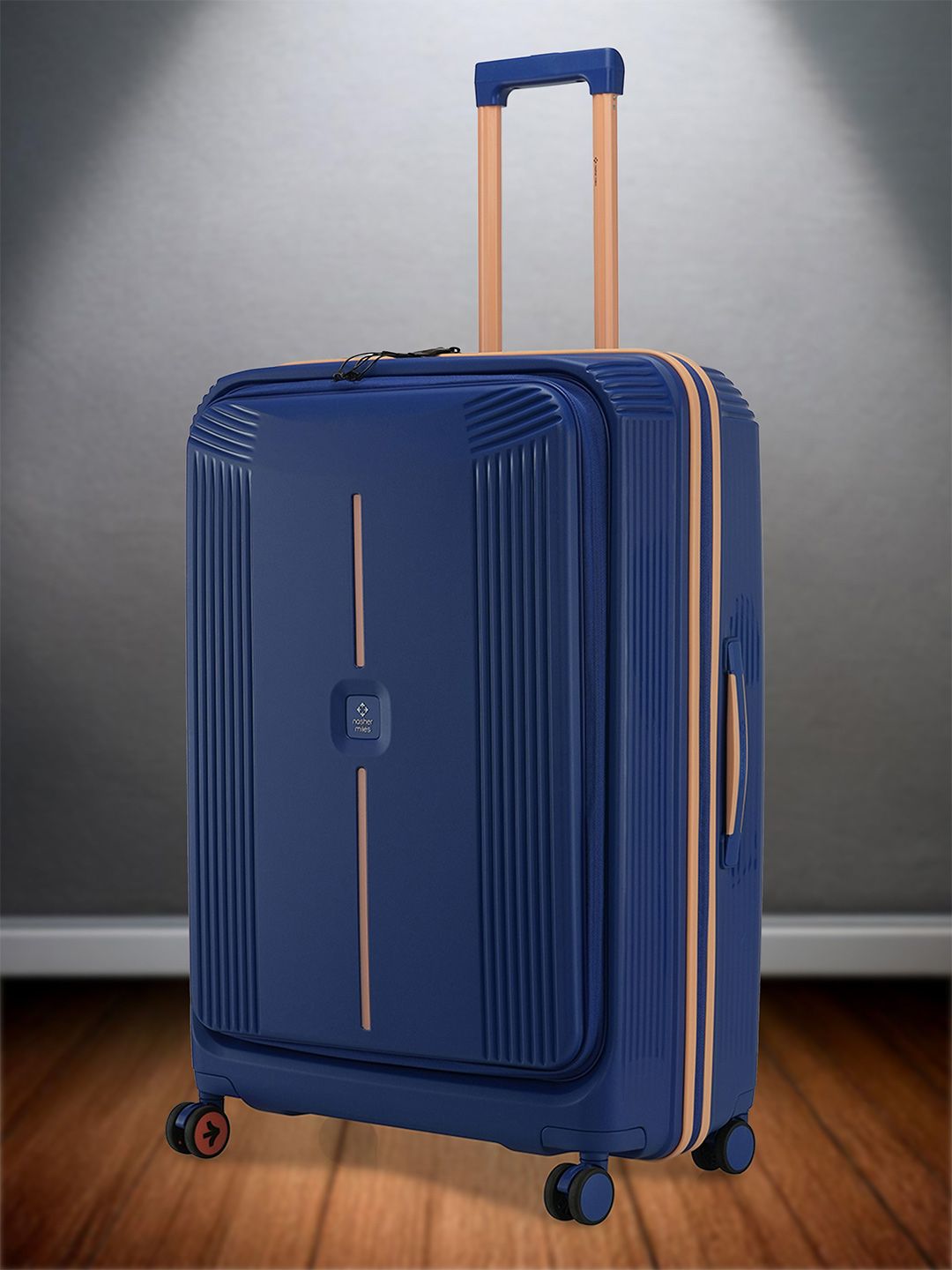 Nasher Miles Alexandria Polypropylene Large Navy Blue Peach Trolley Bag - 28 Inch (75 cm)-picture-24