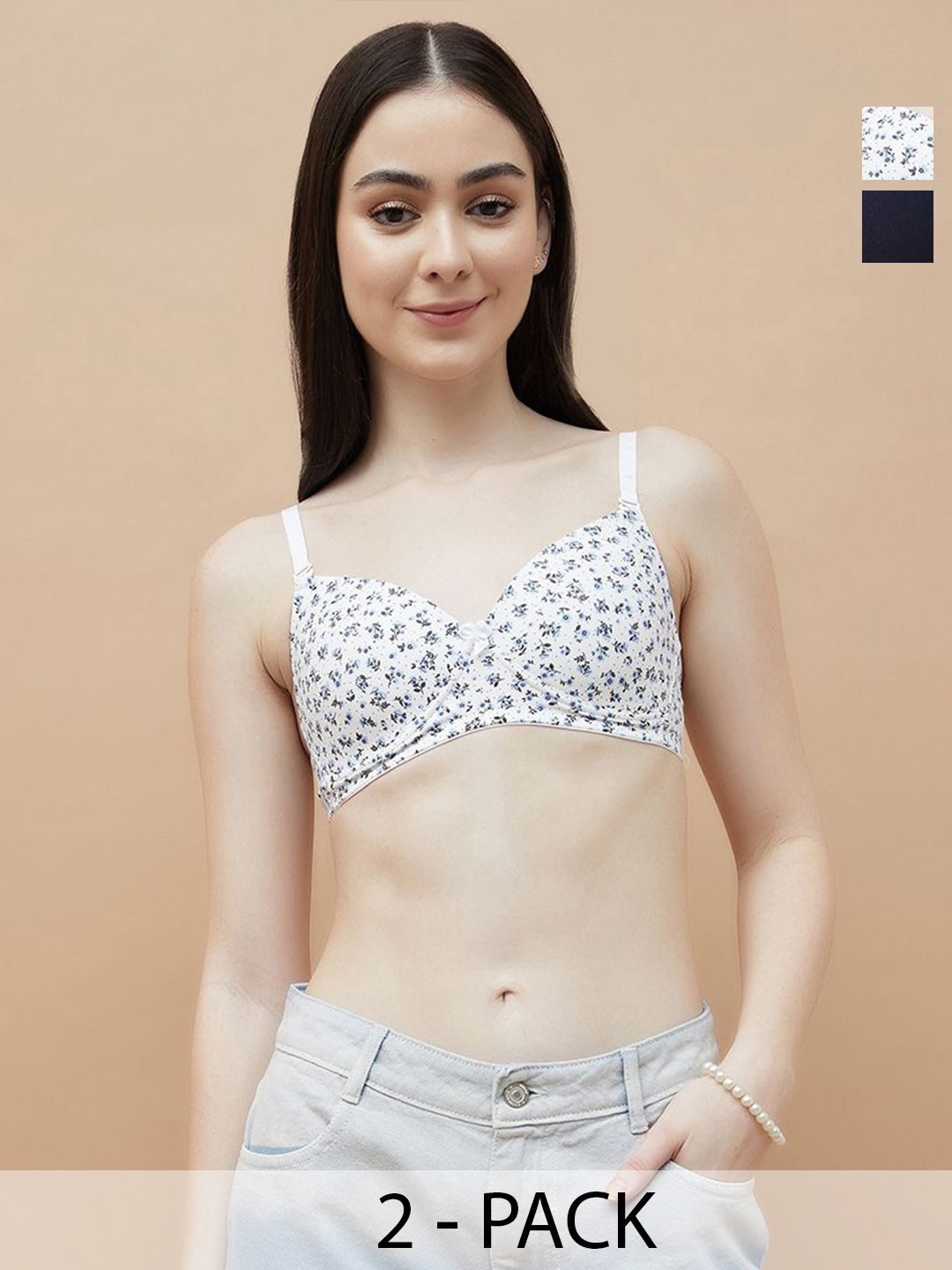Ginger by Lifestyle Floral Bra Full Coverage Lightly Padded