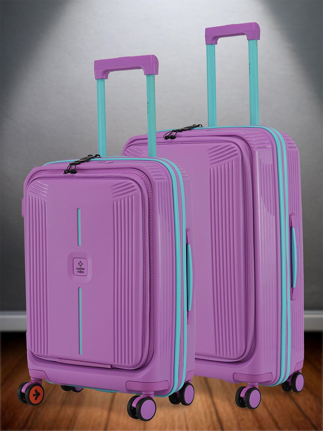 Nasher Miles Alexandria Polypropylene Set of 2 S/M Purple Blue Trolley Bags (55-65 cm)-picture-23