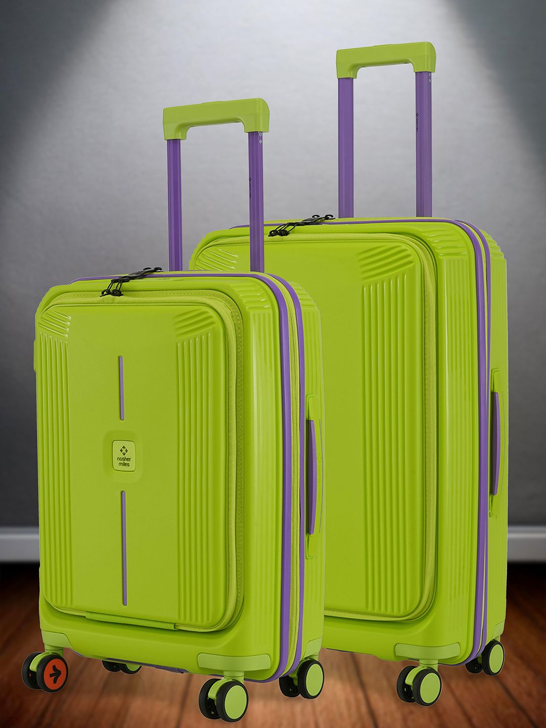Nasher Miles Alexandria Polypropylene Set of 2 S/M Green Purple Trolley Bags (55-65 cm)-picture-31