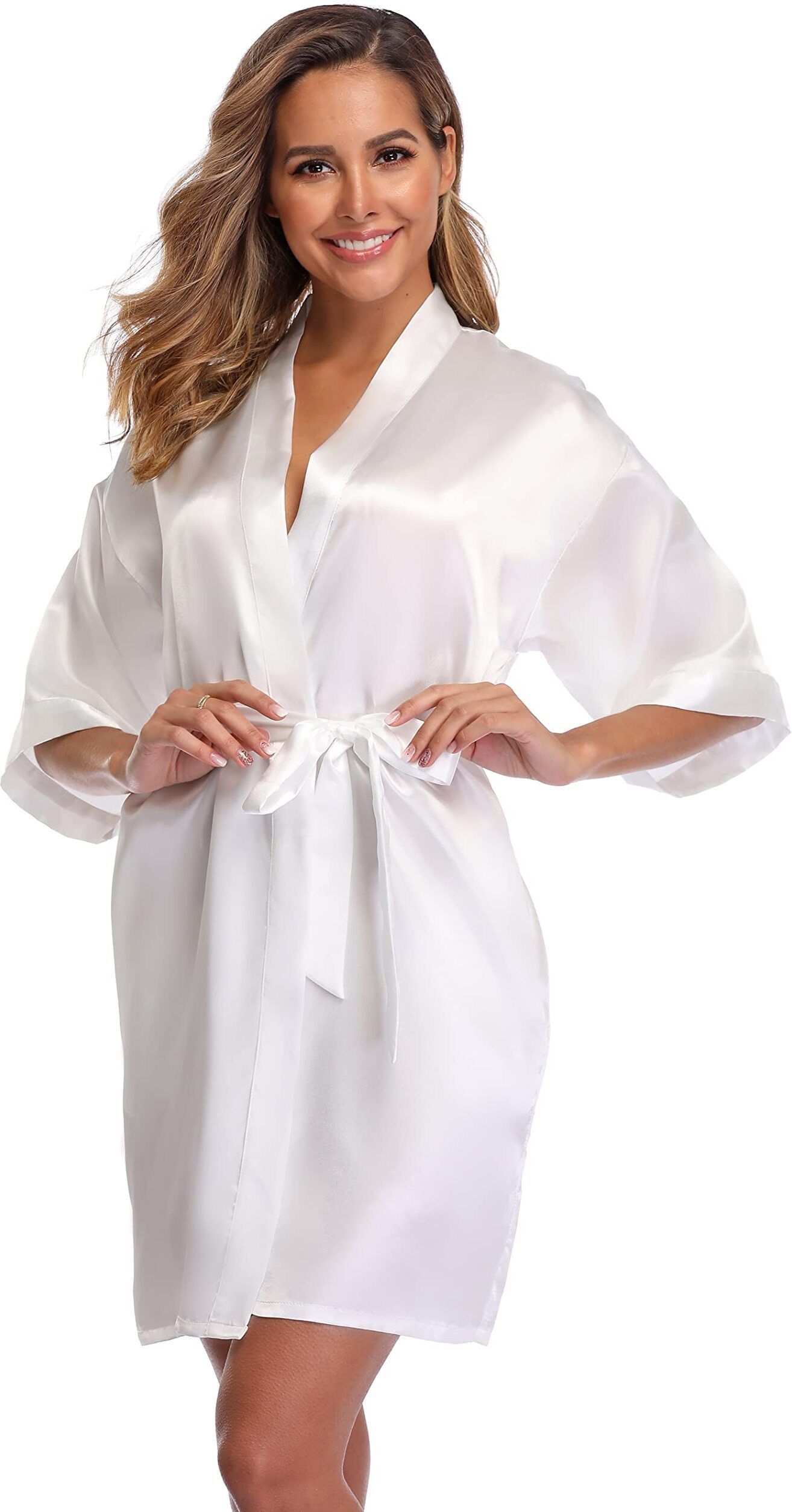 SSoShHub Shawl Neck Satin Robe-image-1