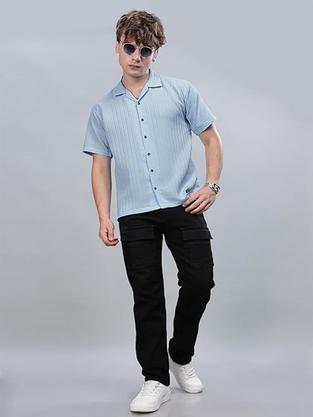 SWADESI STUFF Men Comfort FitCuban Collar Textured Casual Shirt-picture-49