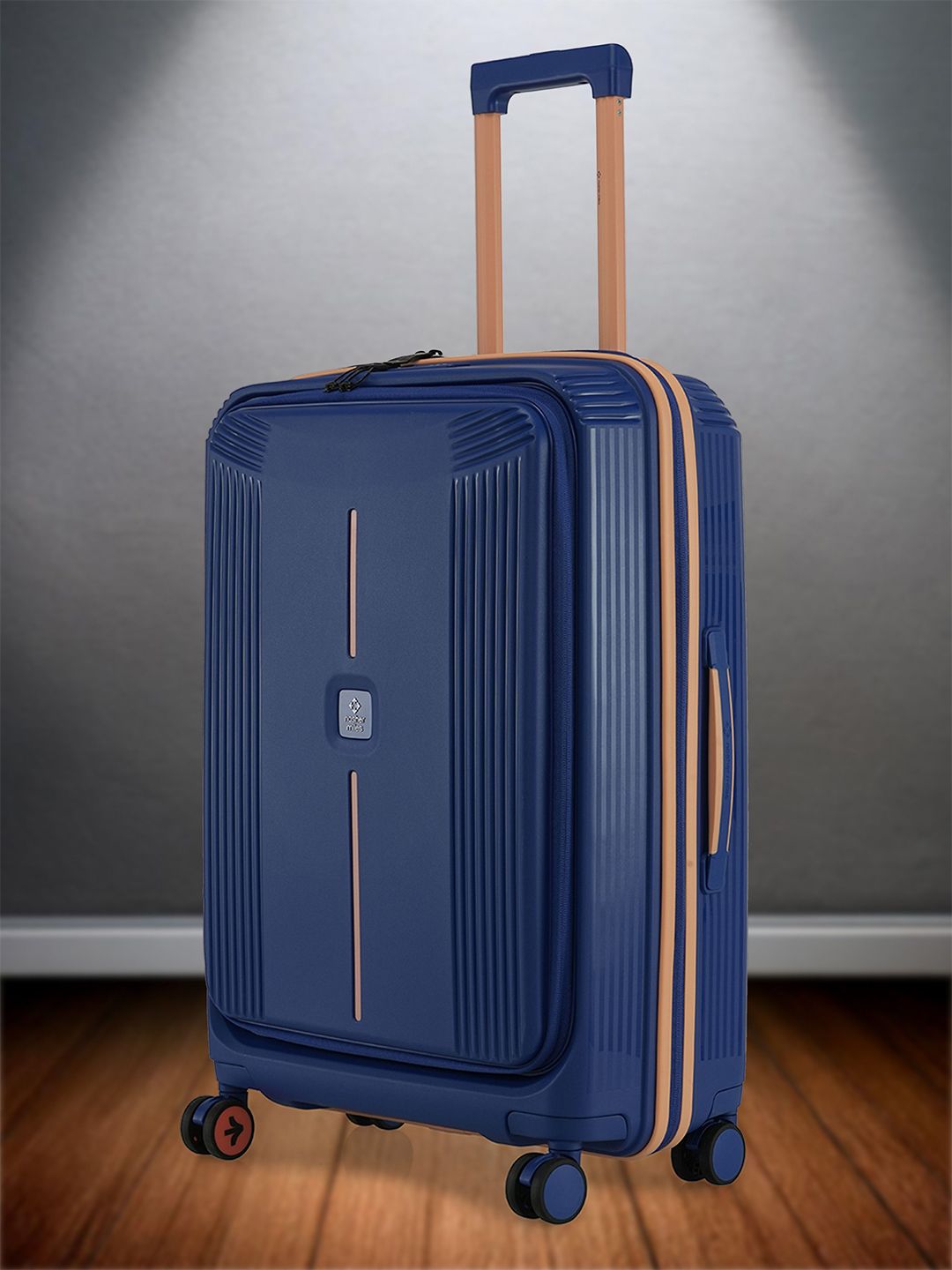 Nasher Miles Alexandria Polypropylene Medium Navy Blue Peach Trolley Bag - 24 Inch (65 cm)-picture-20