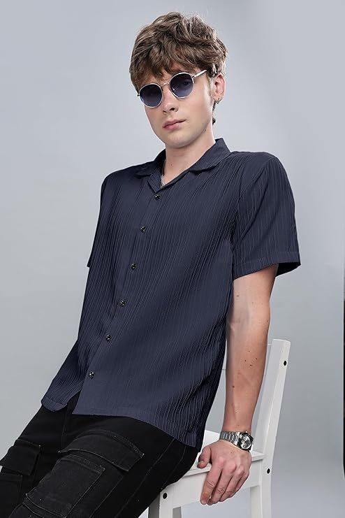 SWADESI STUFF Men Comfort FitCuban Collar Textured Casual Shirt-picture-10