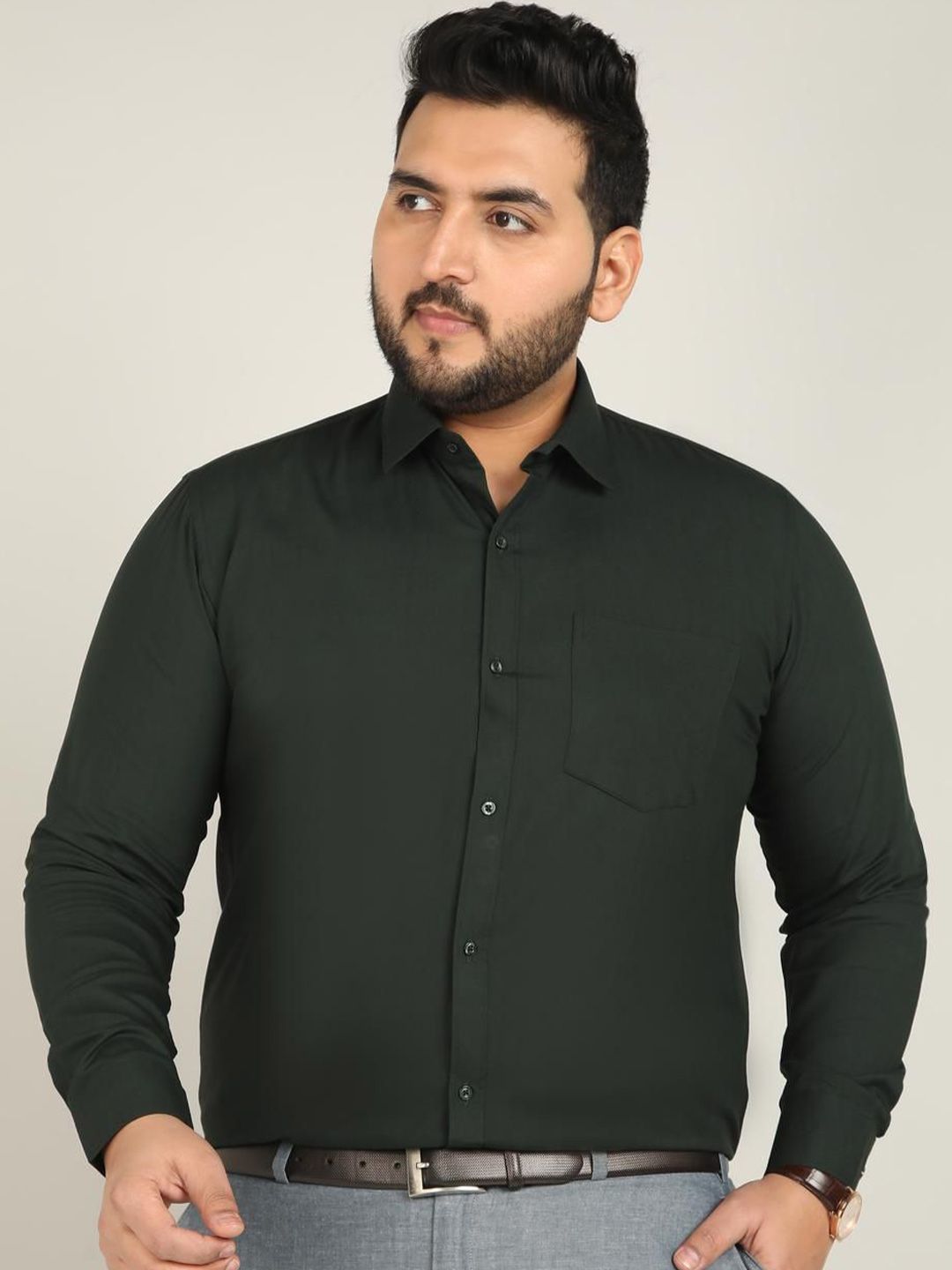 ADWYN PETER Men Plus Size Classic FitSpread Collar Solid Cotton Formal Shirt-picture-45