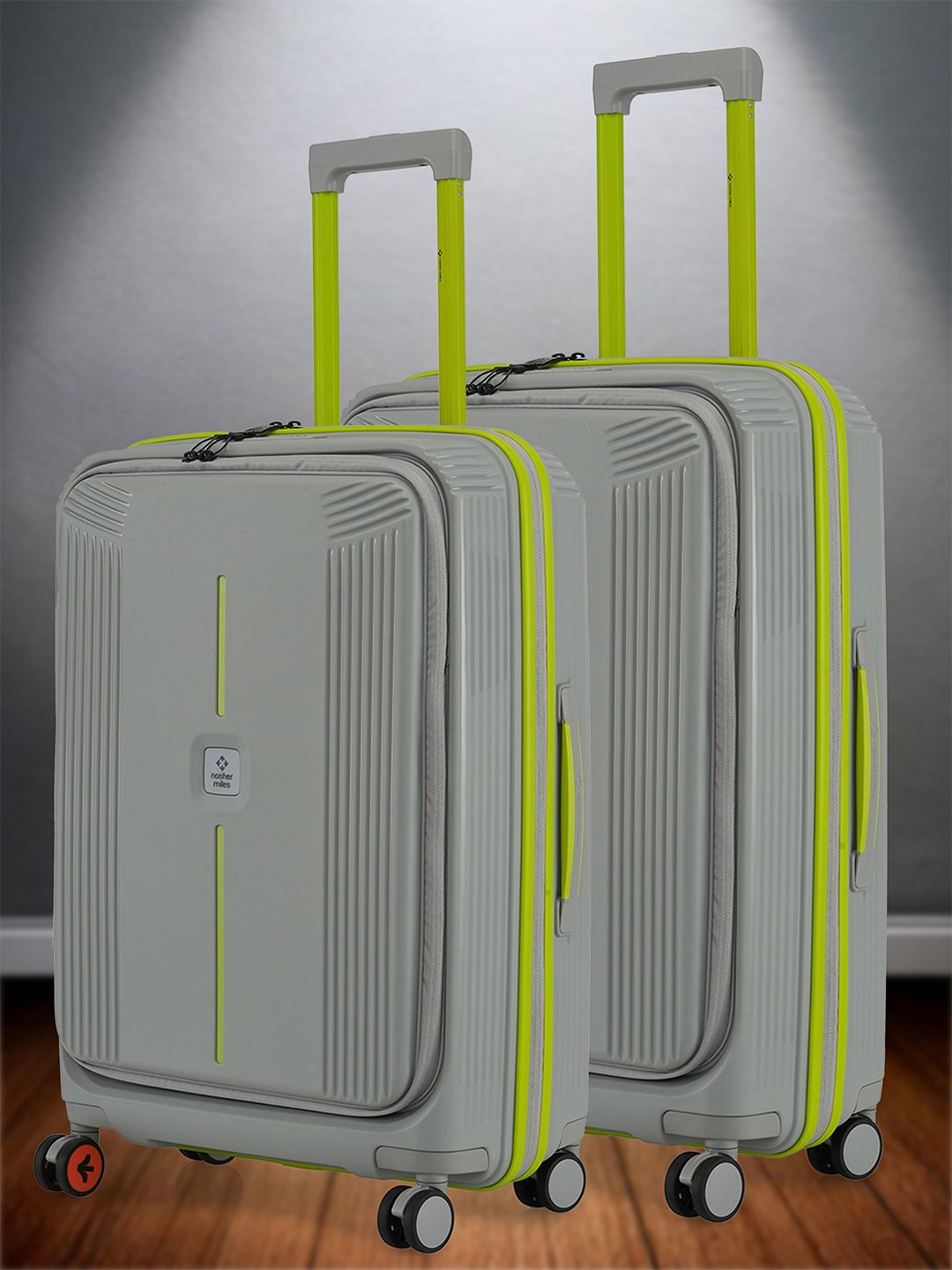Nasher Miles Alexandria Polypropylene Set of 2 M/L Grey Green Trolley Bags (65-75 cm)-picture-10
