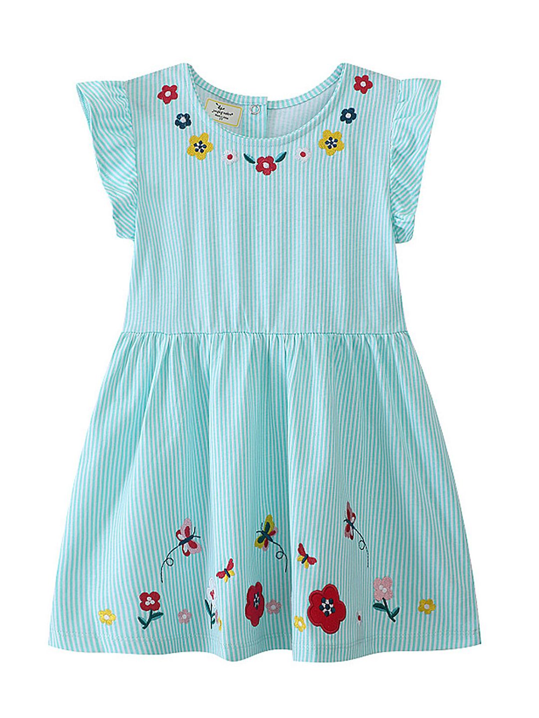 LULU & SKY Girls Striped Flutter Sleeve A-Line Dress-picture-37
