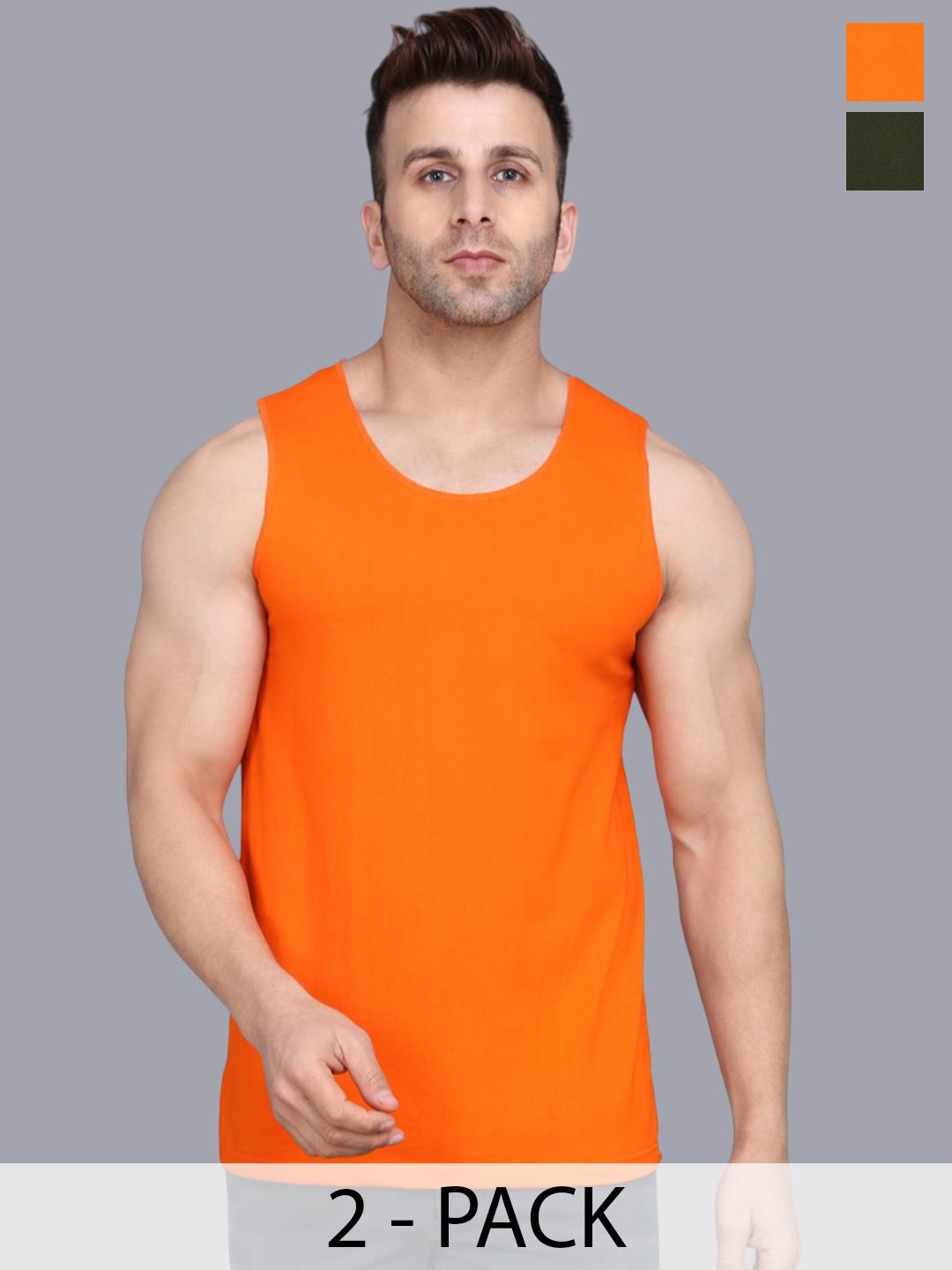 WOOSTRO 2-Pcs Ultra-Soft Innerwear Vests RS26 COMBO (OLIVE) (ORANGE)-picture-58