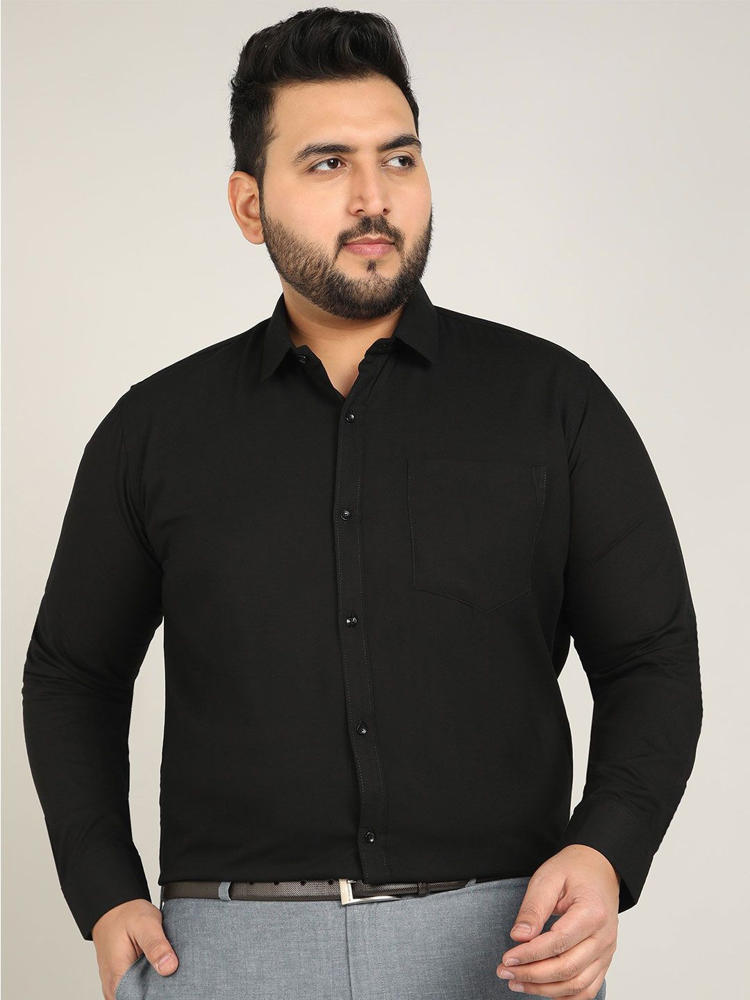 ADWYN PETER Men Plus Size Classic FitSpread Collar Solid Cotton Formal Shirt-picture-44