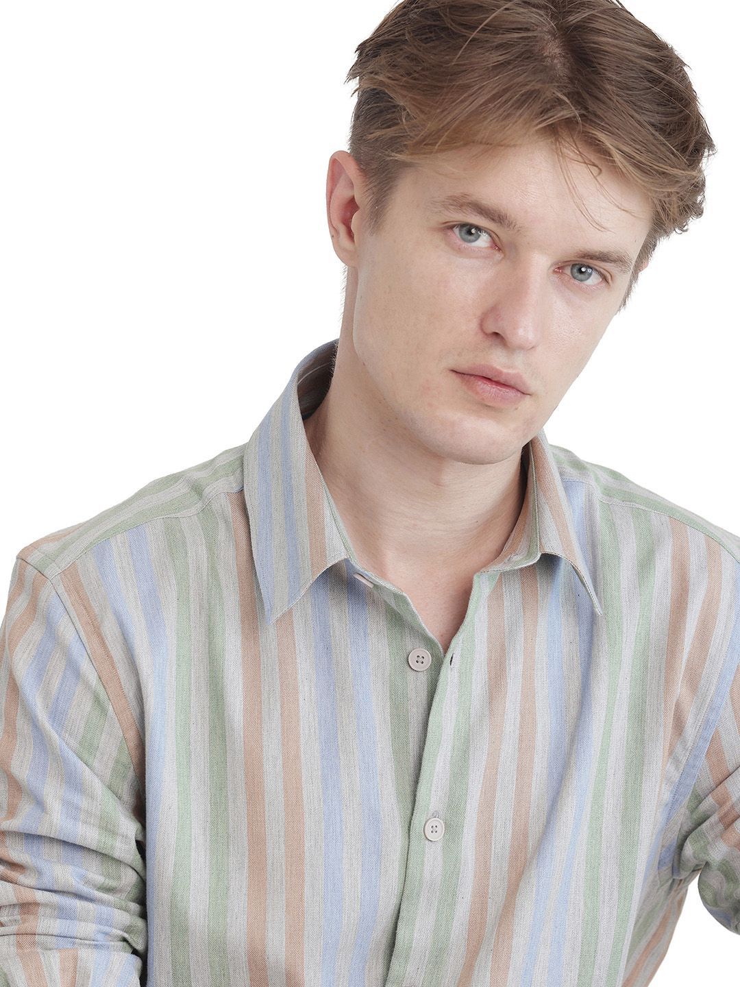 RARE RABBIT Men Comfort FitSpread Collar Vertical Striped Cotton Formal Shirt-picture-33