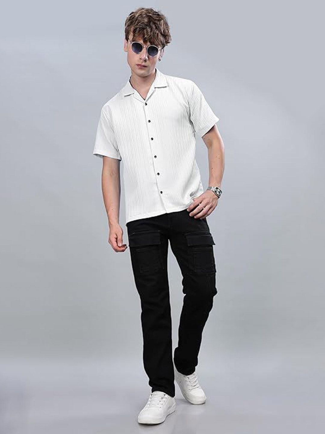 SWADESI STUFF Men Comfort FitCuban Collar Textured Casual Shirt-picture-44
