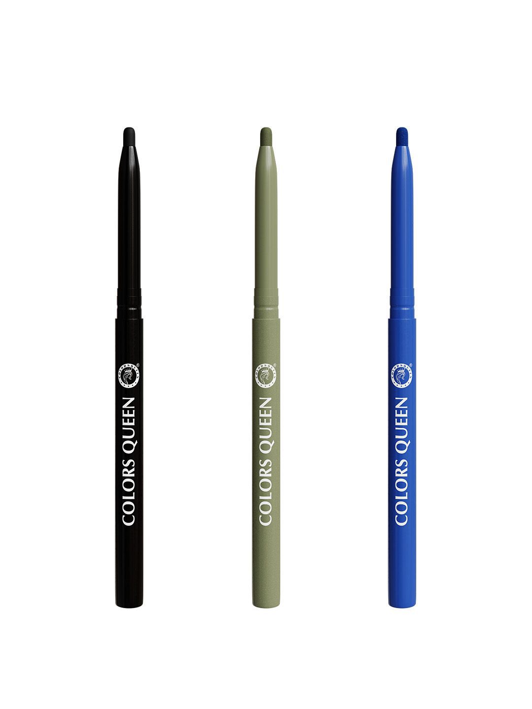 Colors Queen Set Of 3 Extreme Color Long-Lasting Kajal - Shades - 01-07-12-1.2 g Each-image-27
