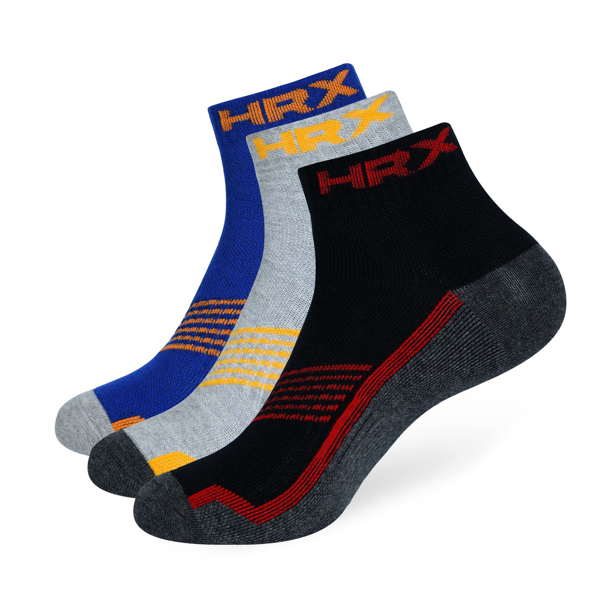 HRX by Hrithik Roshan Men Pack Of 3 Patterned Ankle Length Socks-picture-13