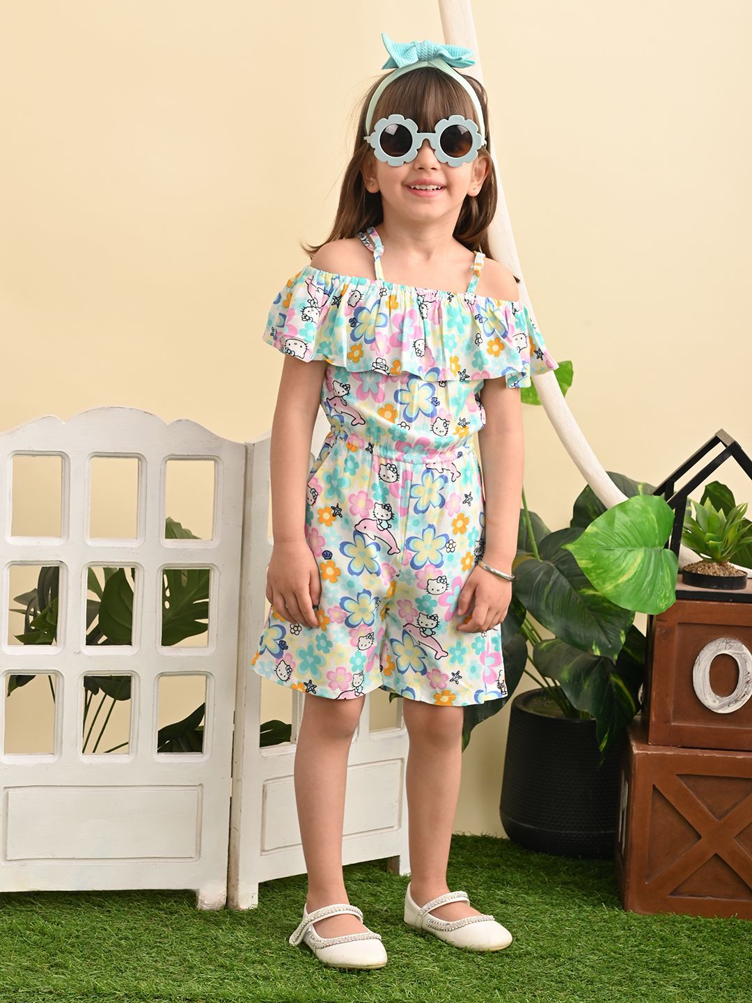 Superminis Girls Printed Off-Shoulder Playsuit-picture-21
