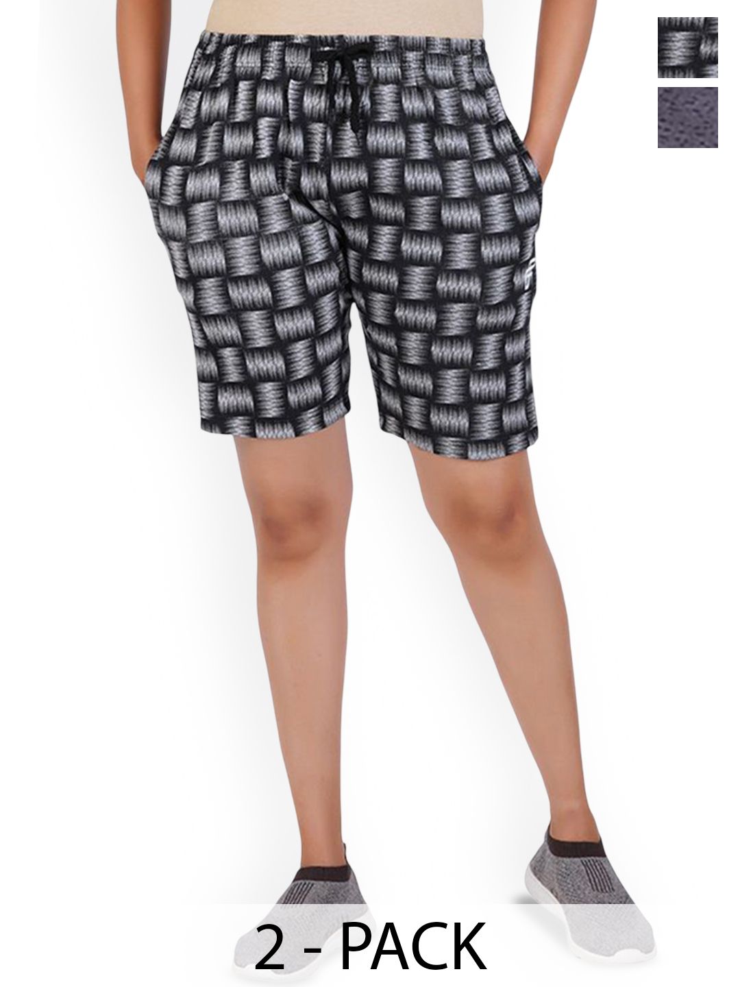 FEEL TRACK Women Pack Of 2 Printed Shorts-picture-30