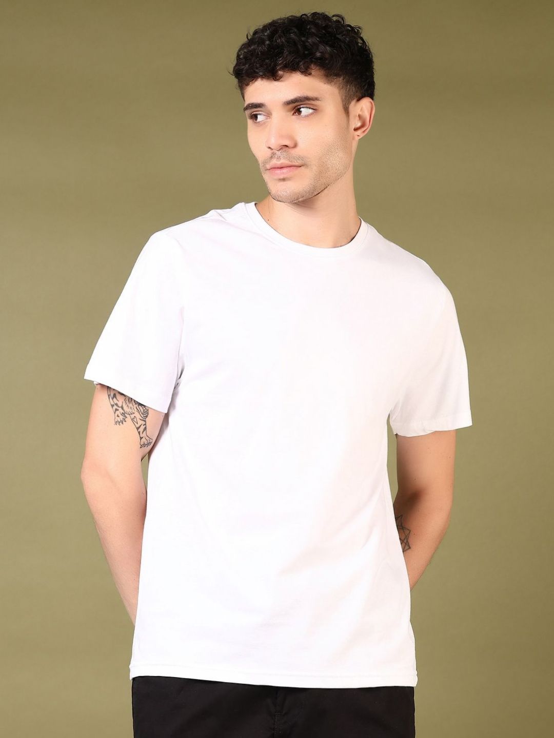 V-Mart Men Solid Round Neck Cotton T-shirt-picture-36