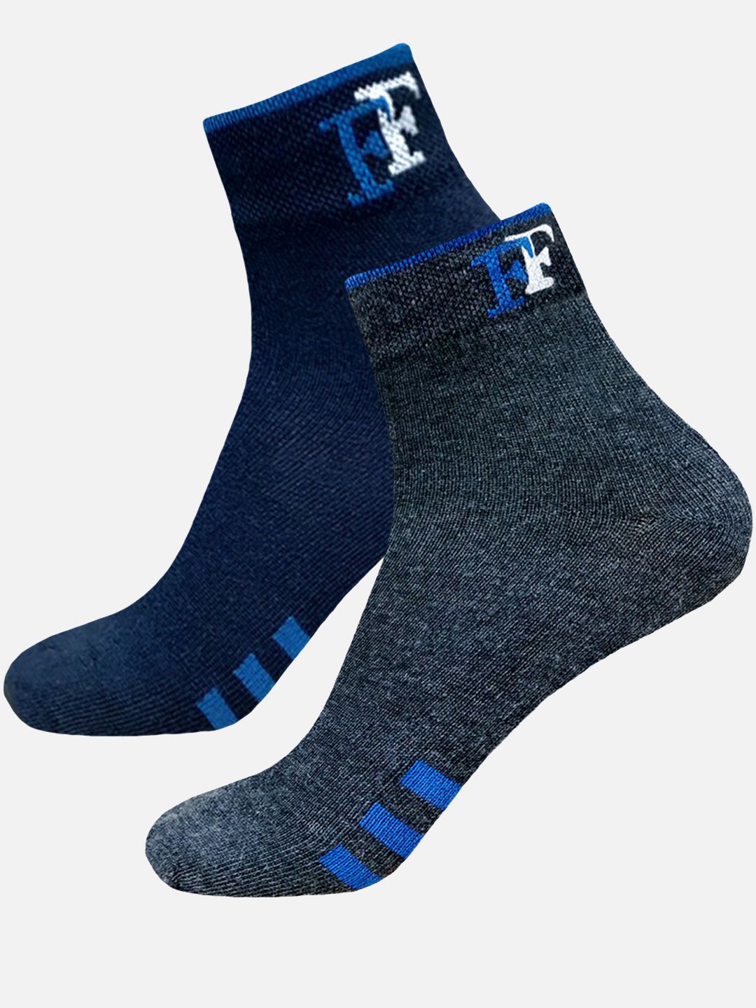 StyFun Unisex Pack Of 2 Striped Cotton Crew Length Ankle Running Socks-picture-4