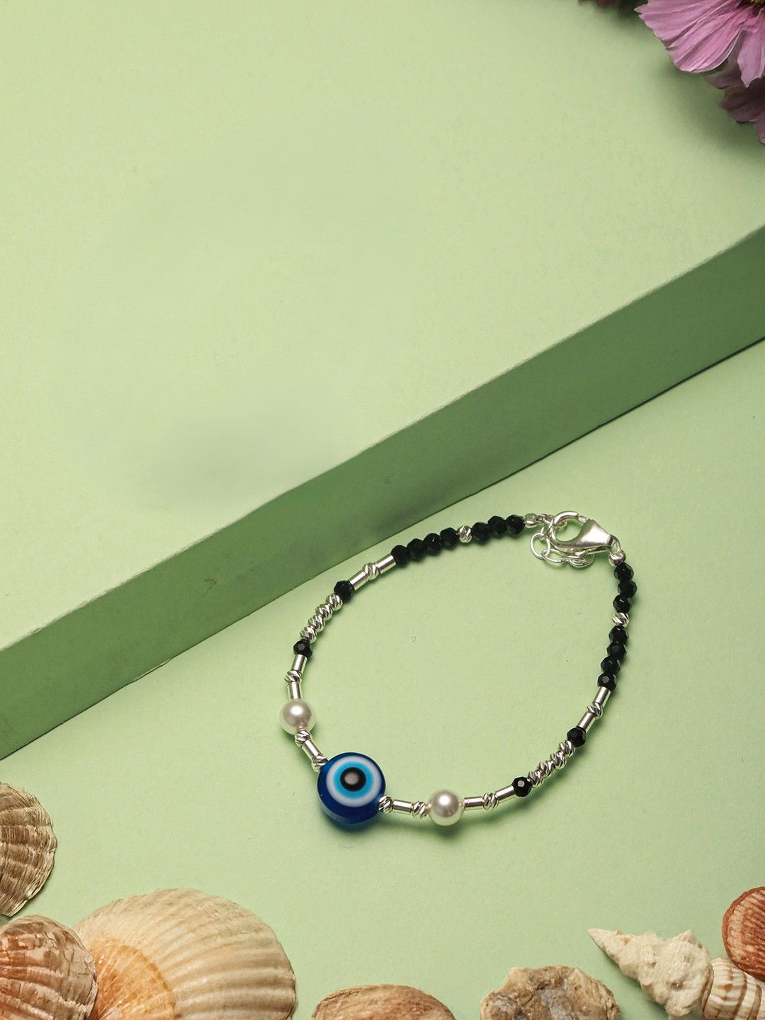 SARAF SILVERETZ 925 Sterling Silver-Plated Artificial Beaded Charm Bracelet-picture-49