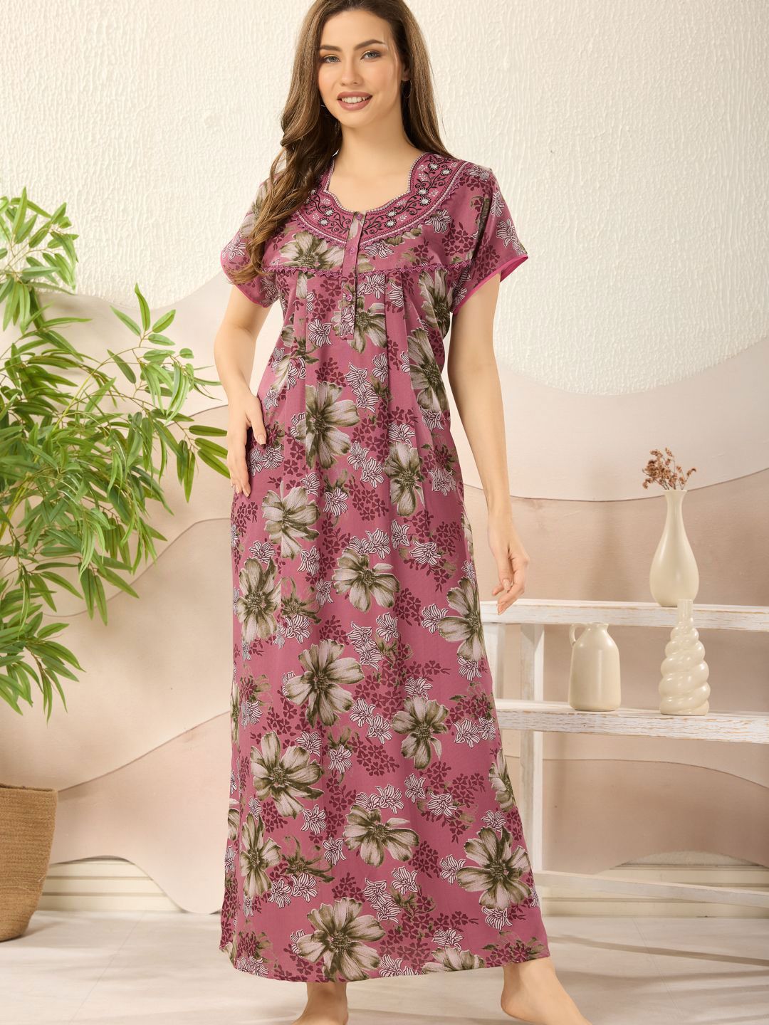 Soulemo Women Printed Maxi Nightdress-picture-7