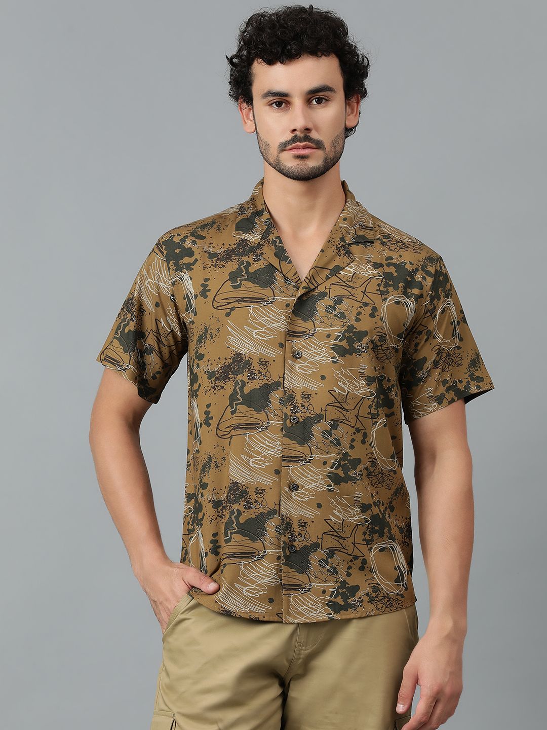 Kotty Men Floral Opaque Printed Casual Shirt-image-4