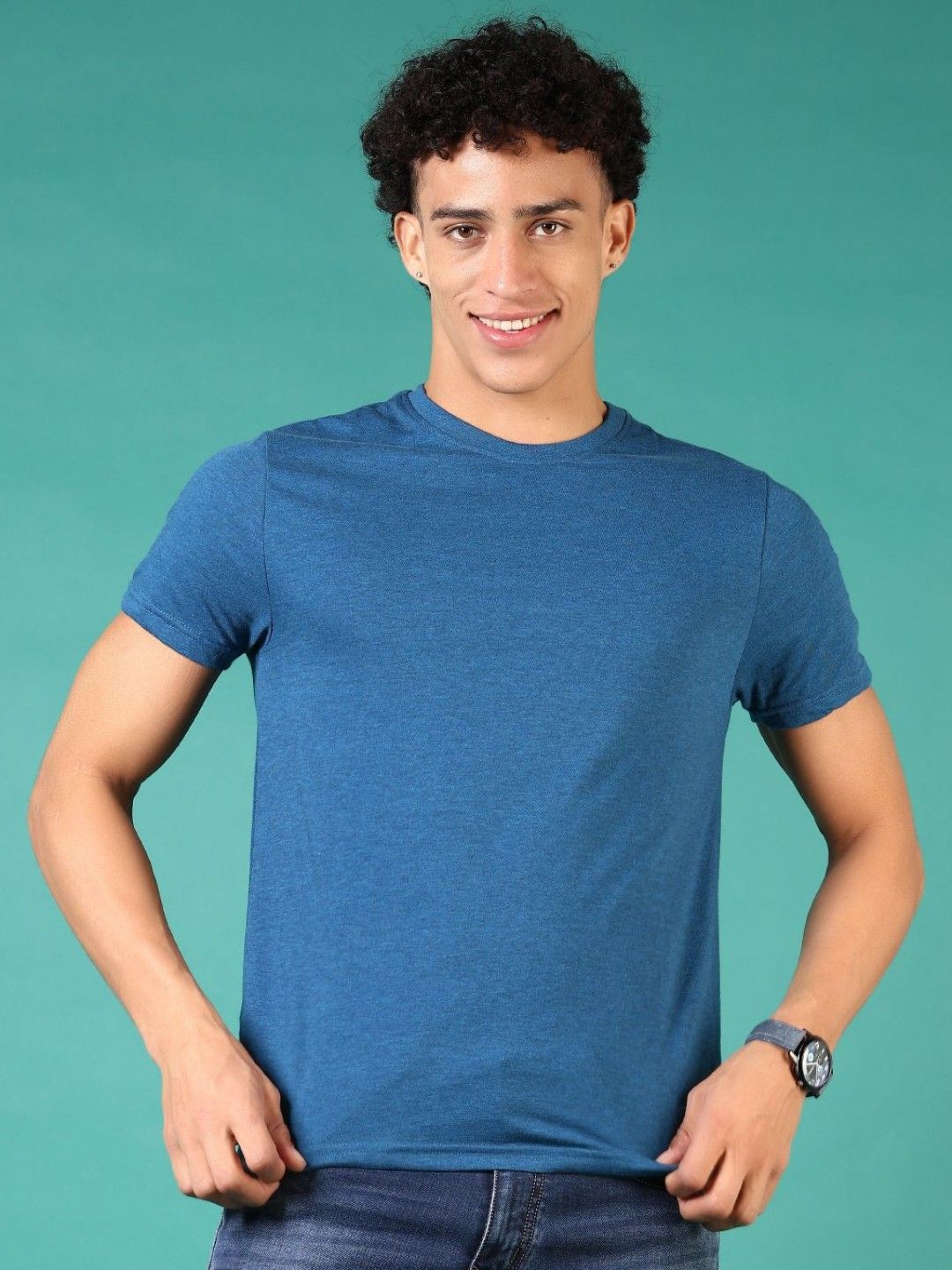 V-Mart Men Solid Round Neck Cotton T-shirt-picture-37