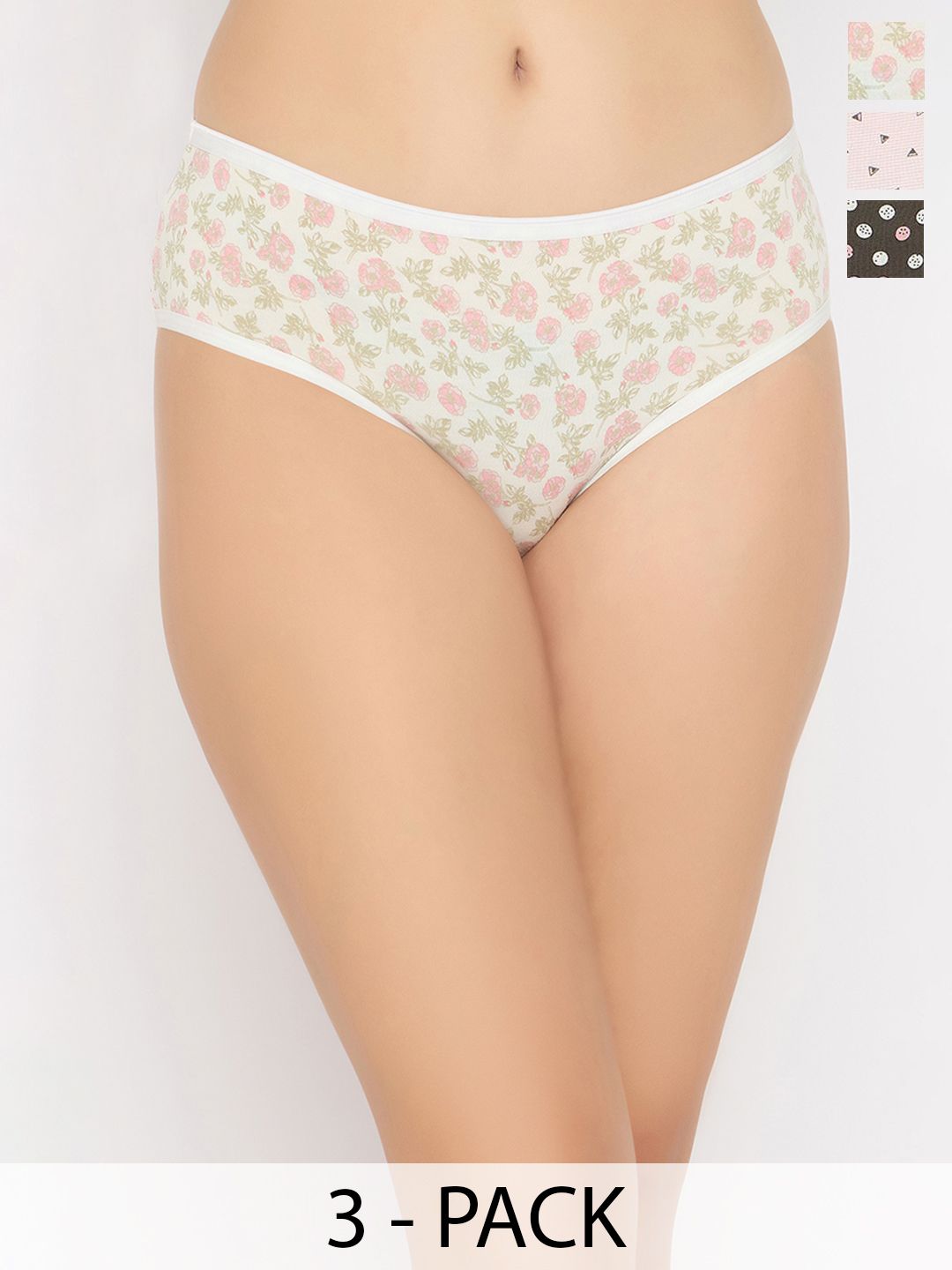 Clovia Pack Of 3 Printed Pure Cotton Mid-Rise Hipster Briefs-picture-39