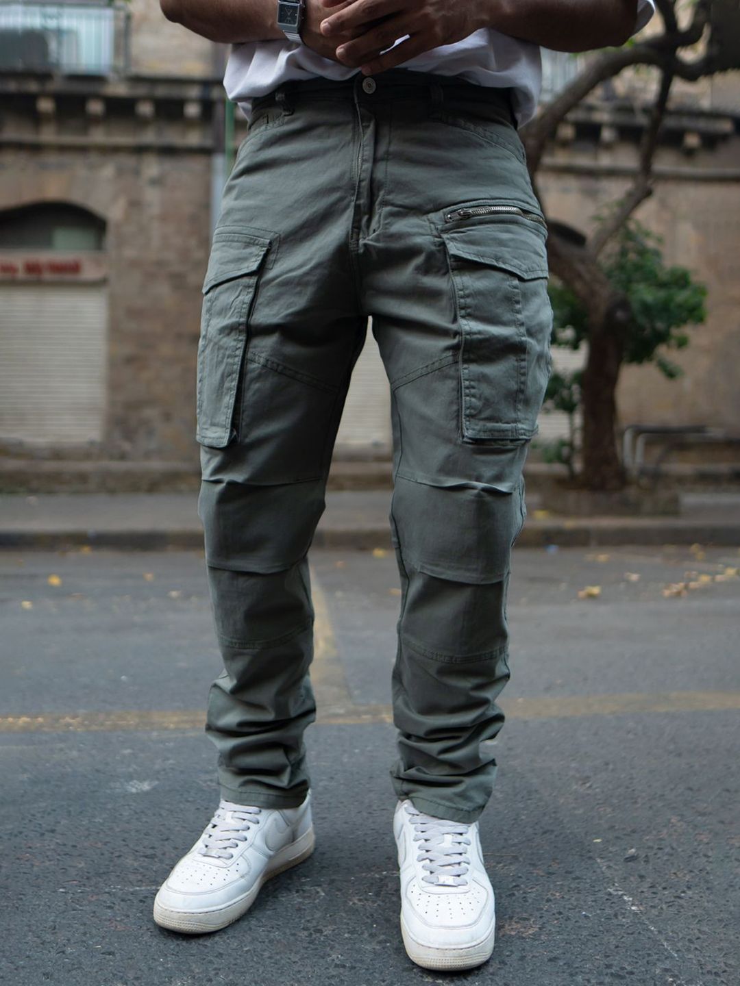 Powerlook Men Olive Regular Fit Cargo Pant-image-10
